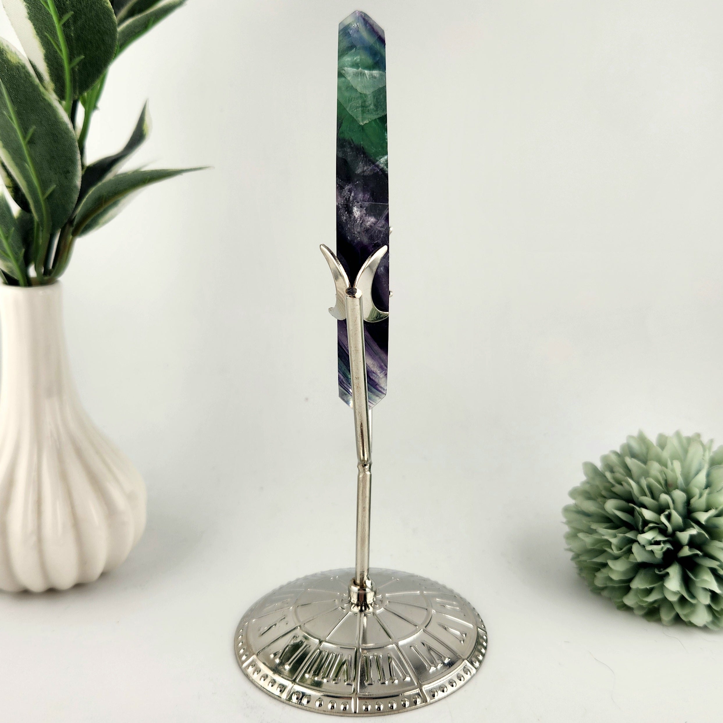 Fluorite Diamond On Silver Stand