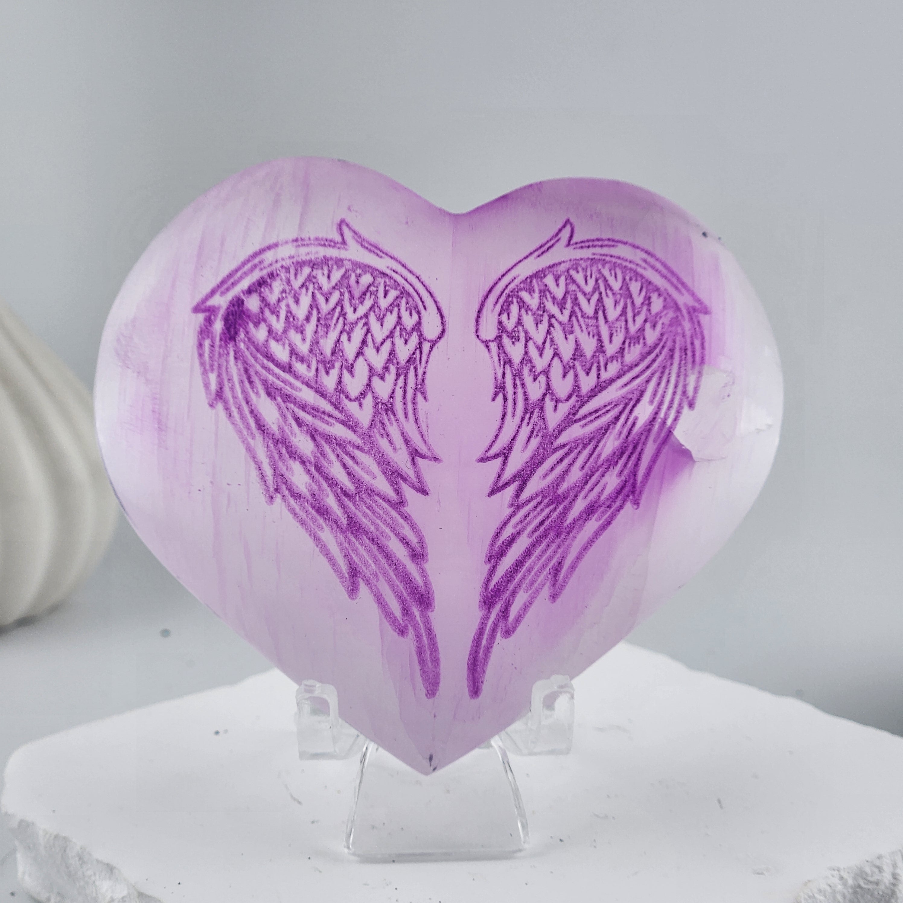 Selenite Angel Wing Heart