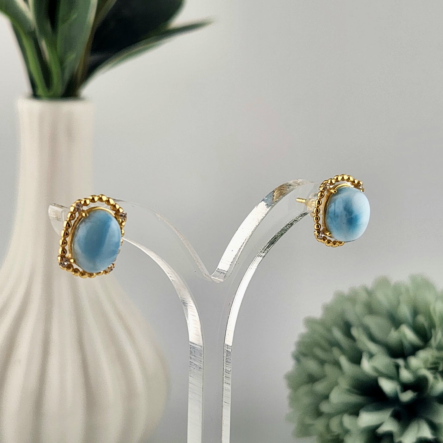 Larimar Earrings - Gold
