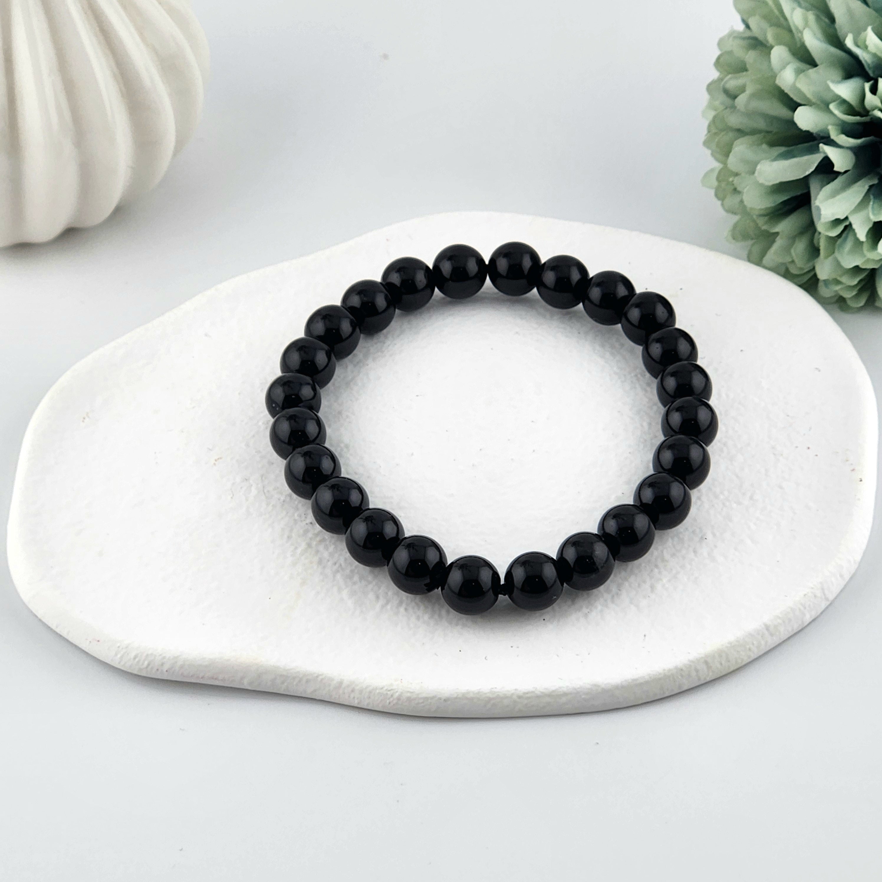 Black Agate Beaded Bracelet - 8mm