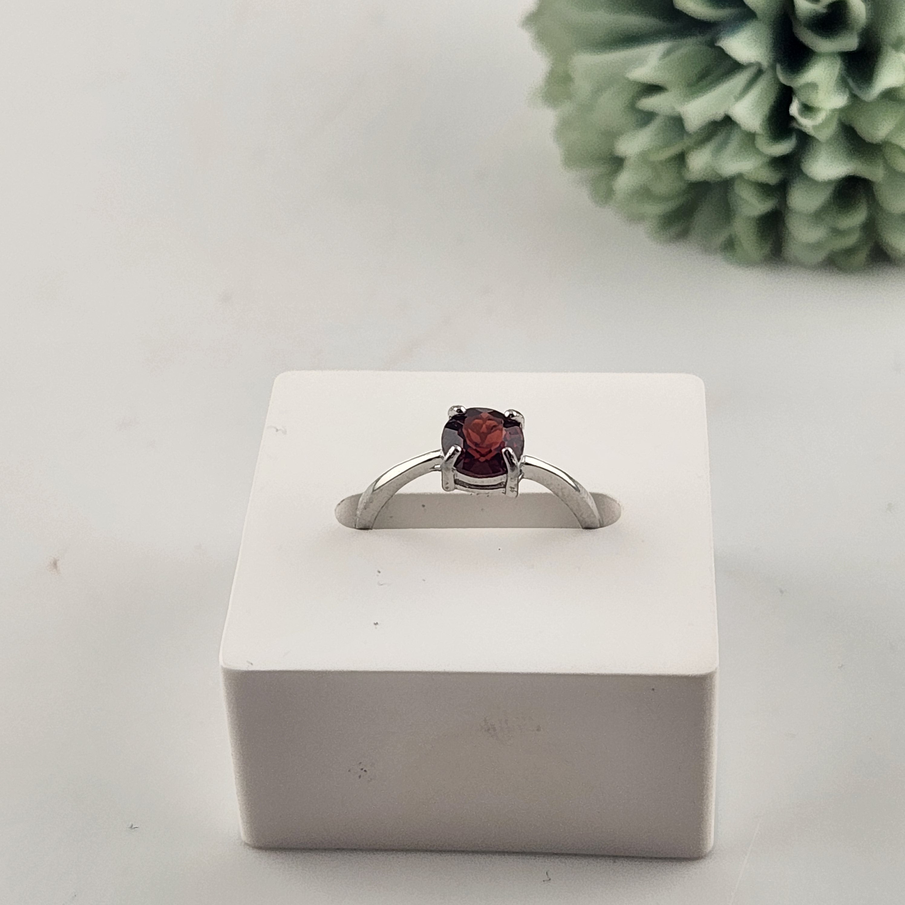 Sterling Silver Garnet Adjustable Ring