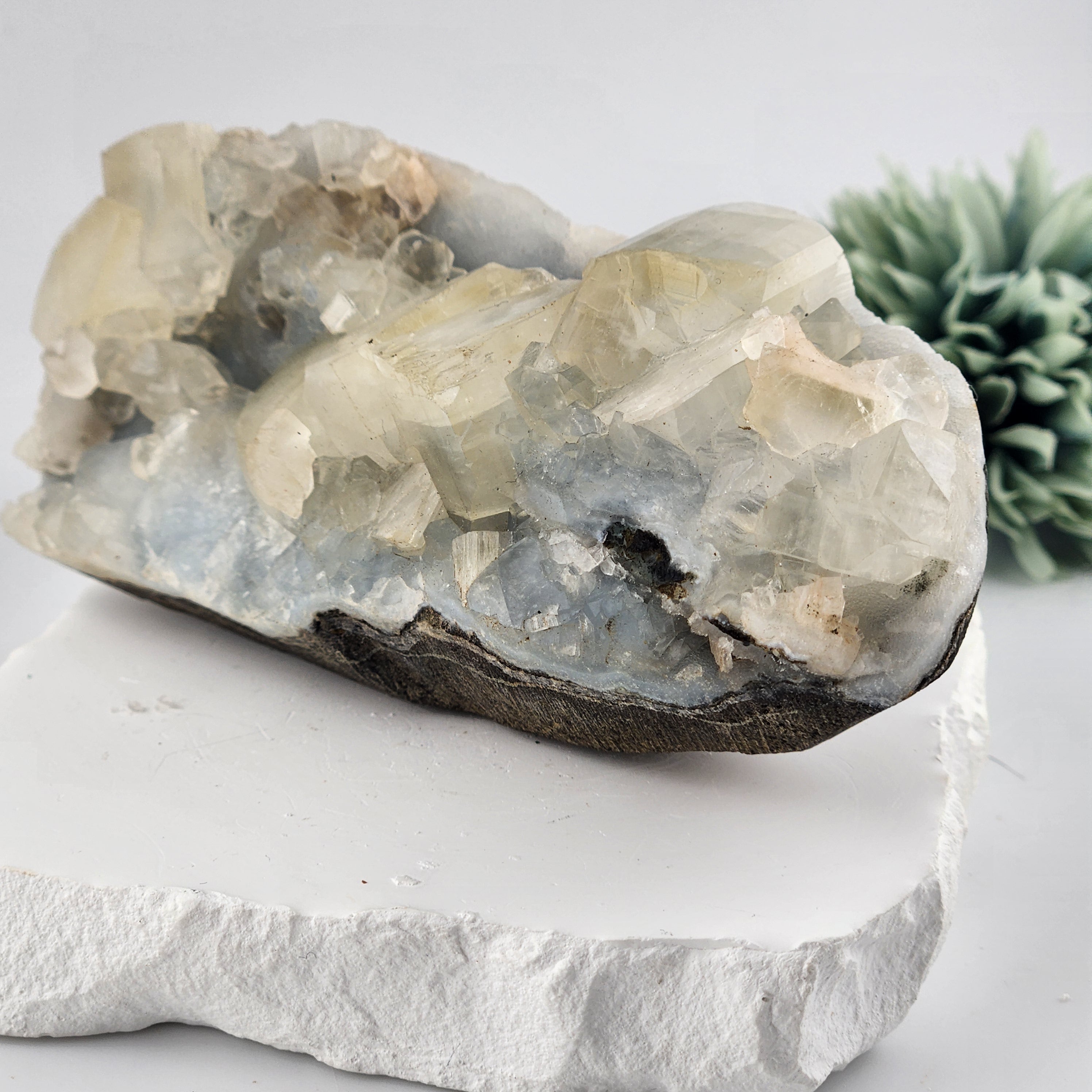 Blue Chalcedony with apophyllite Specimen