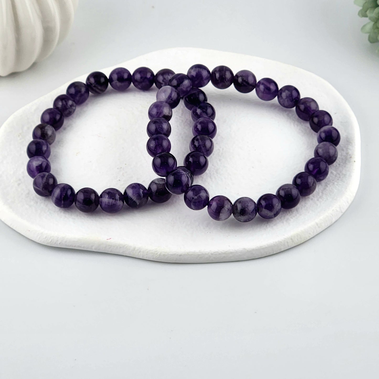 Amethyst Beaded Bracelet - 8mm