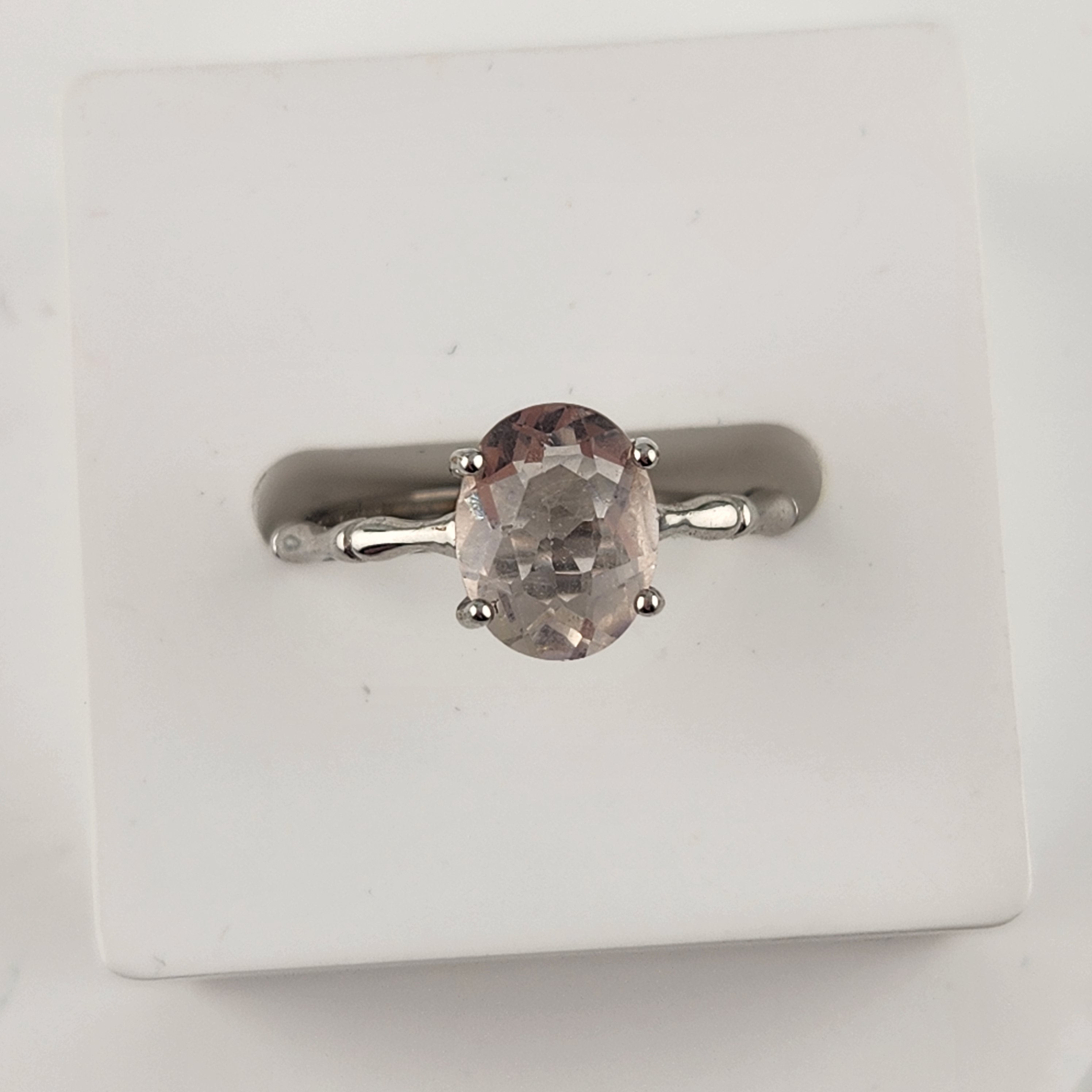 Sterling Silver Clear Quartz Adjustable Ring