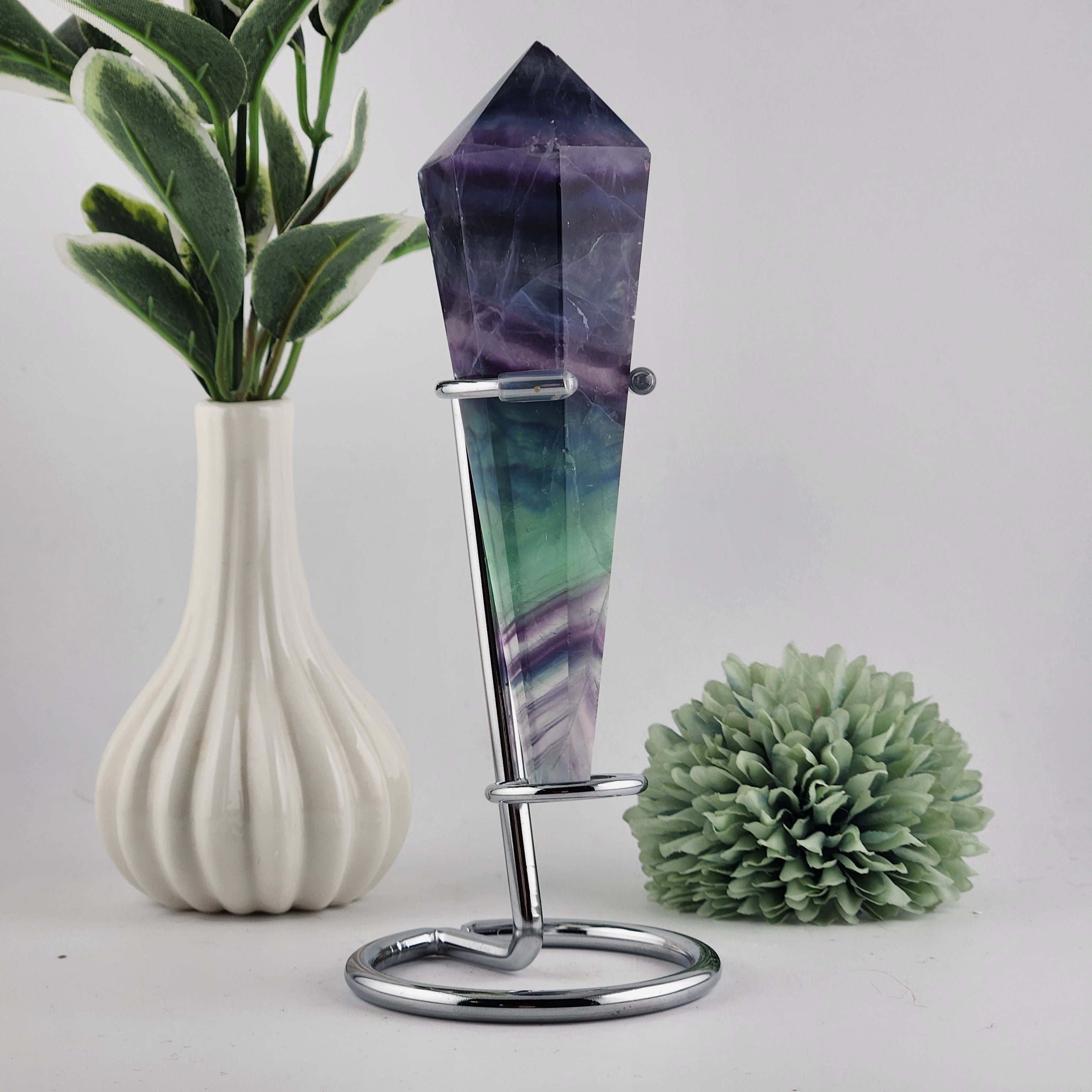 Fluorite Wand On Silver Stand