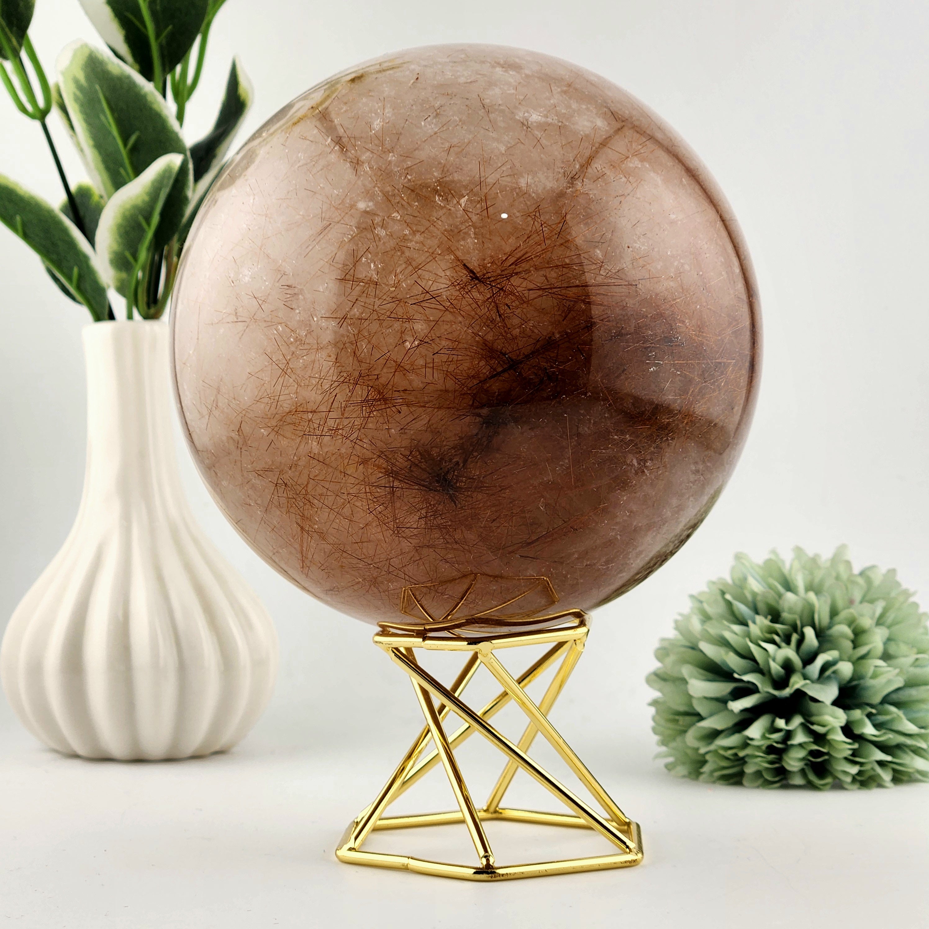 Copper Rutile Quartz Sphere