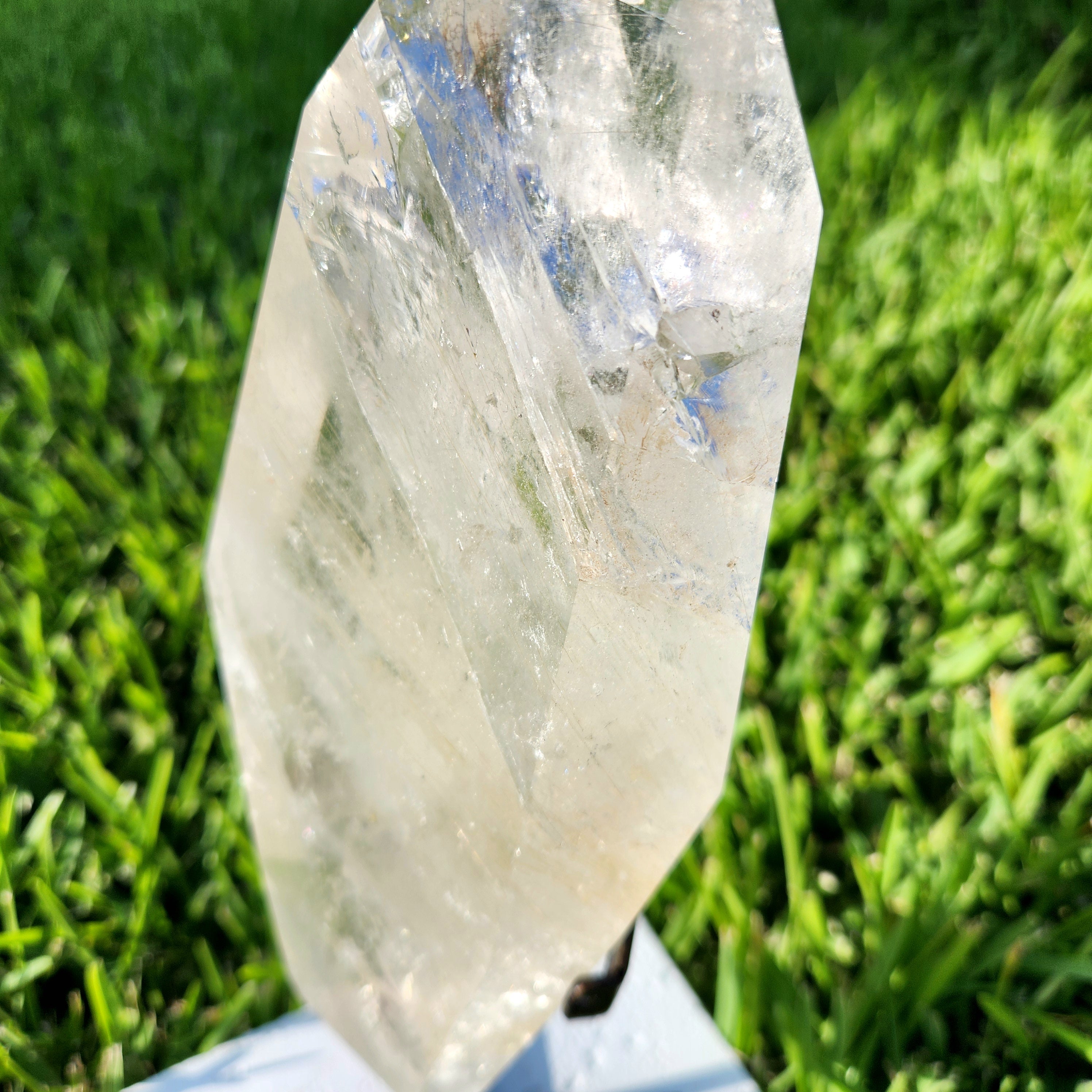 Gold Rutile Clear Quartz Statement Freeform On Custom Stand