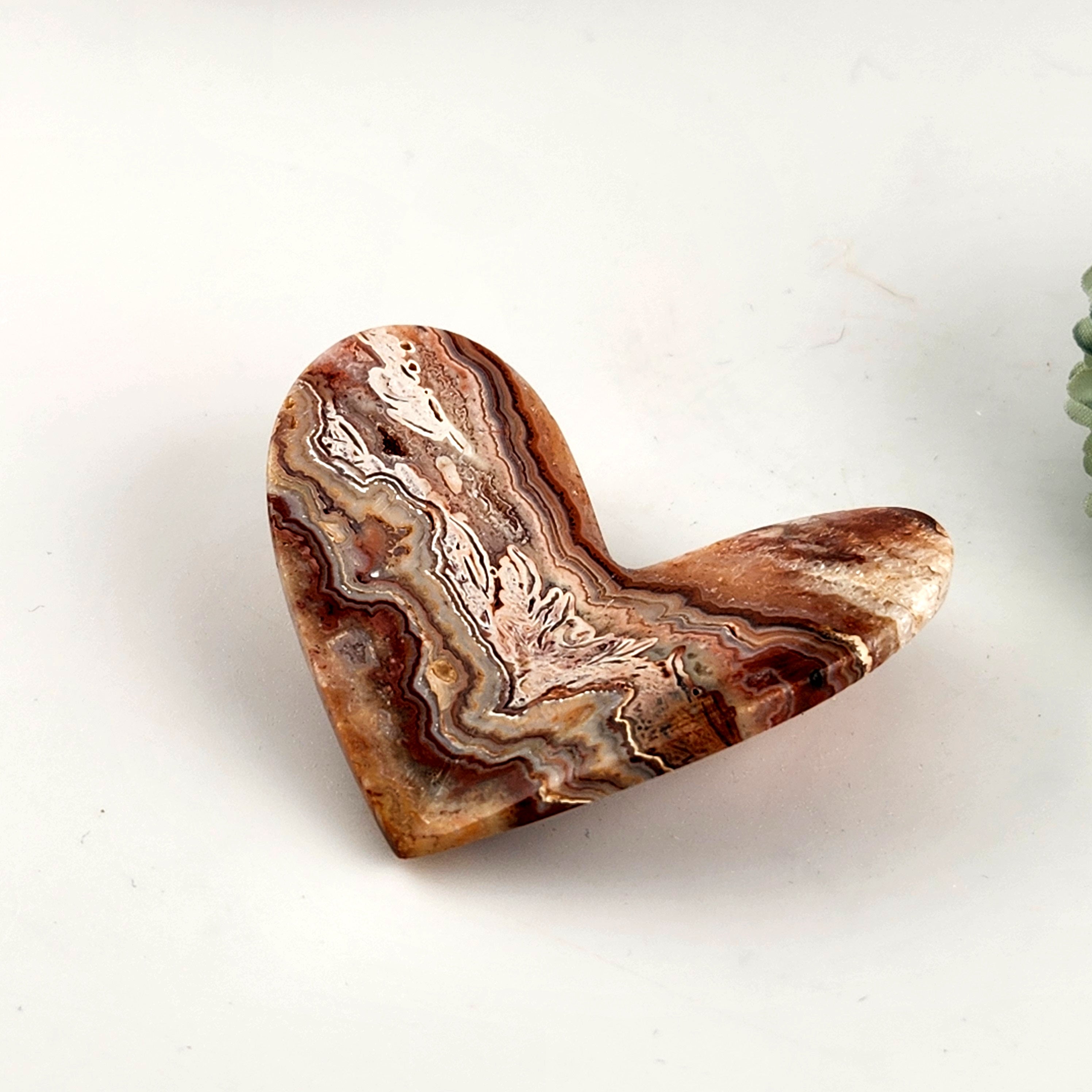 Pink Crazy Lace Agate 3D Heart