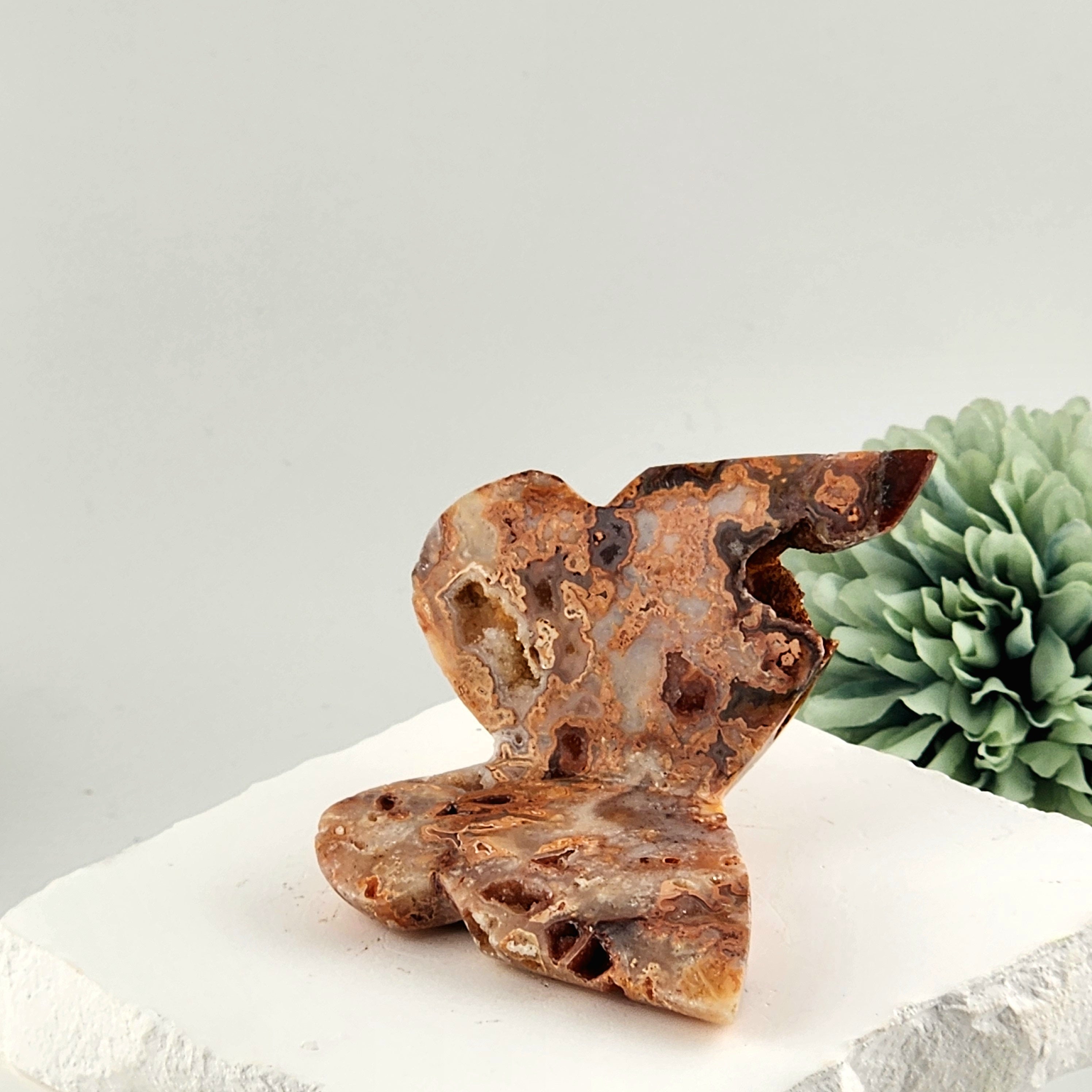 Pink Crazy Lace Agate 3D Butterfly