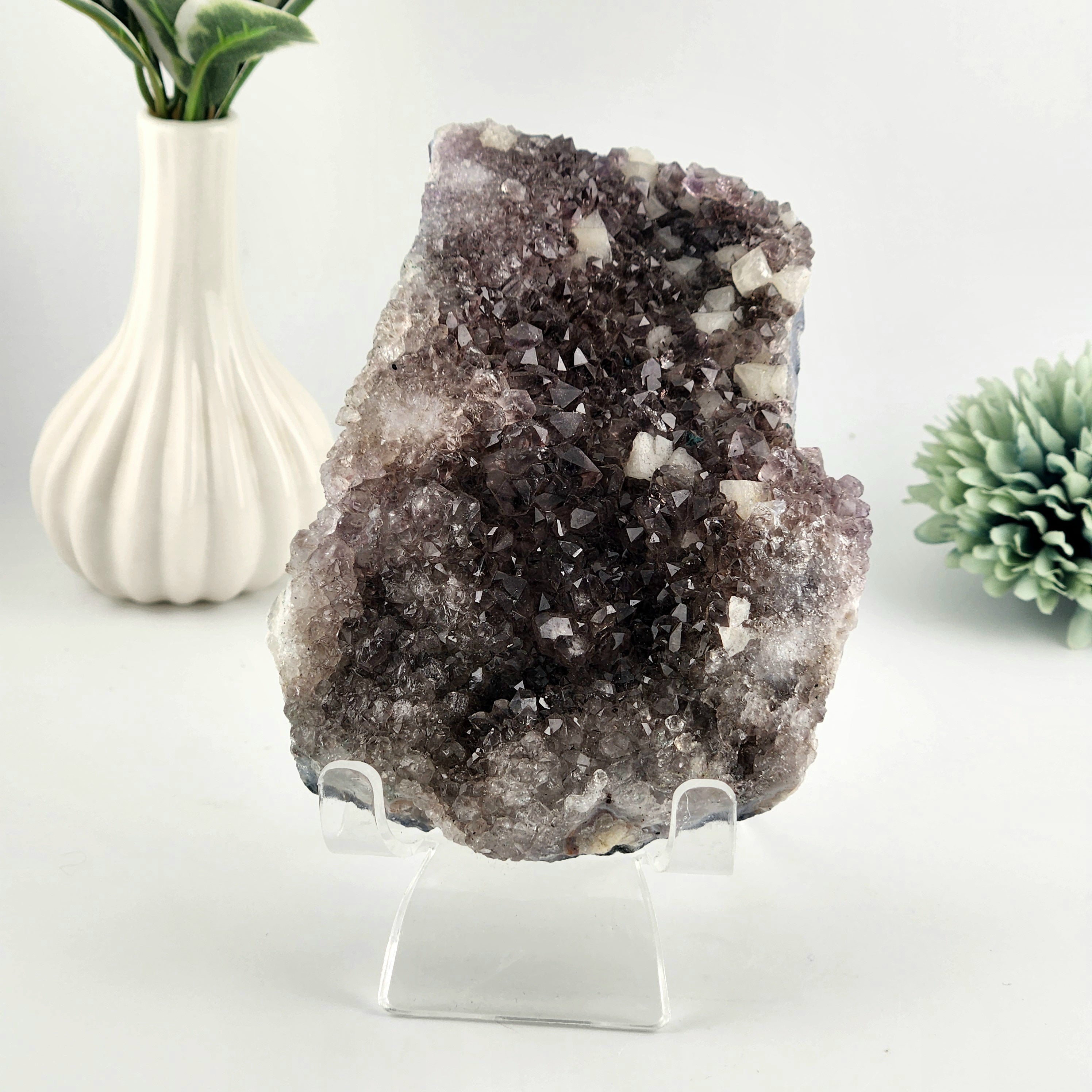 Amethyst Cluster with Calcite Inclusions