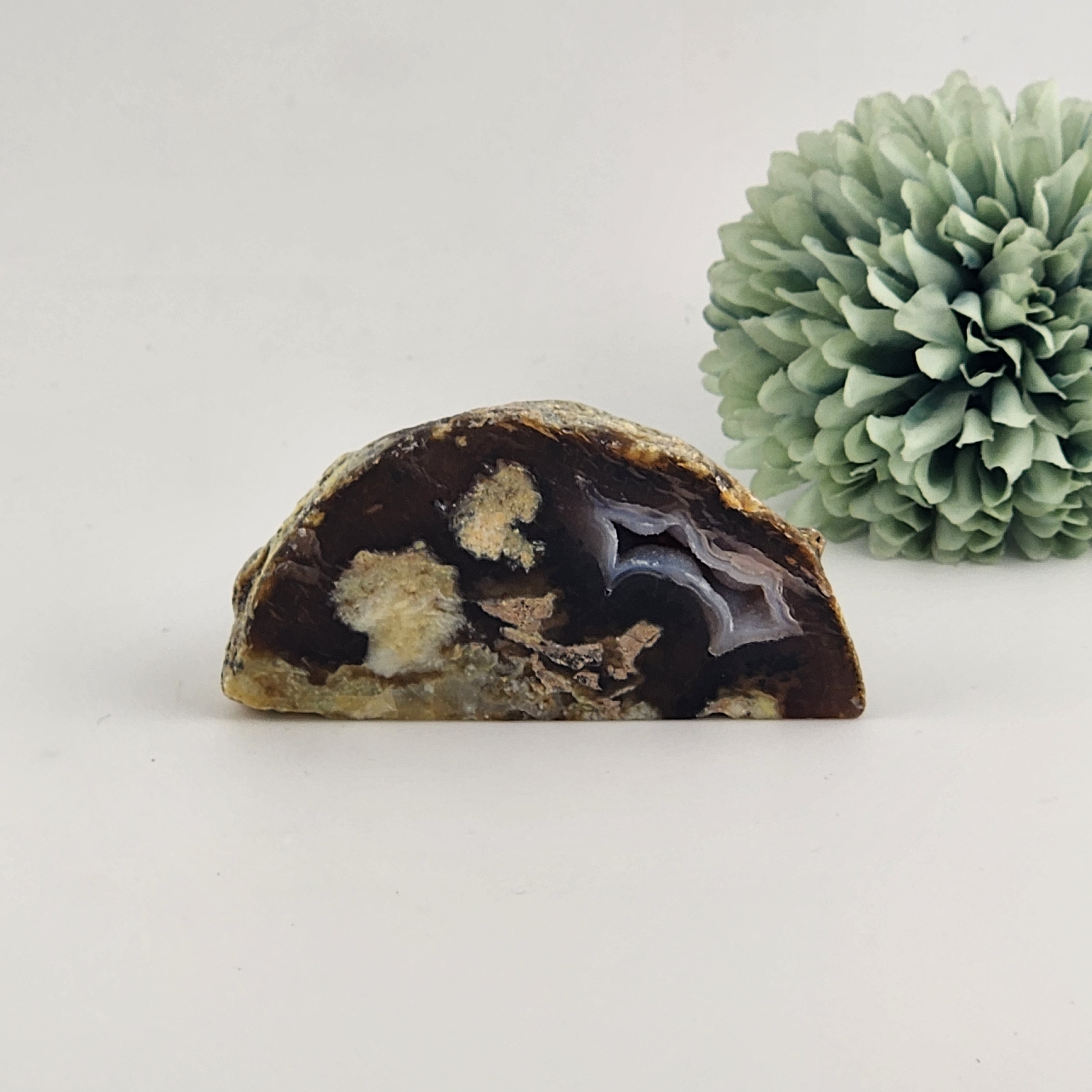 Agate Geode with Quartz Druzy + Moss Inclusions