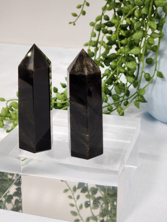 Gold Sheen Black Obsidian Point