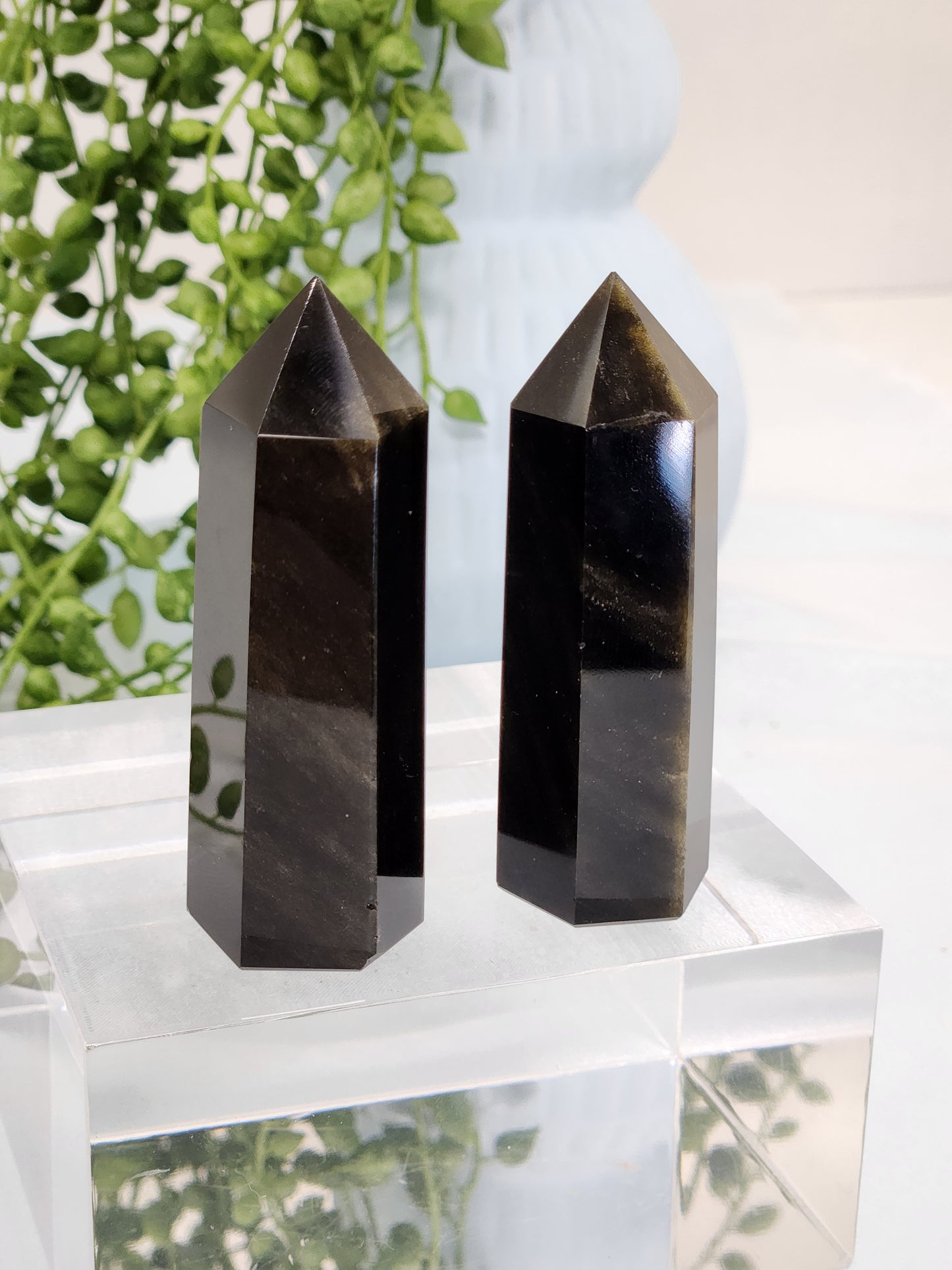 Gold Sheen Black Obsidian Point