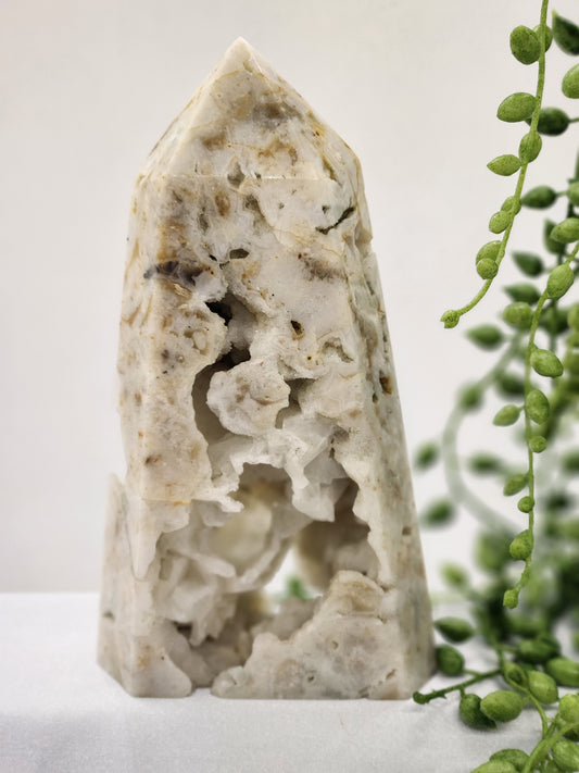 Clear Quartz Tower With Druzy