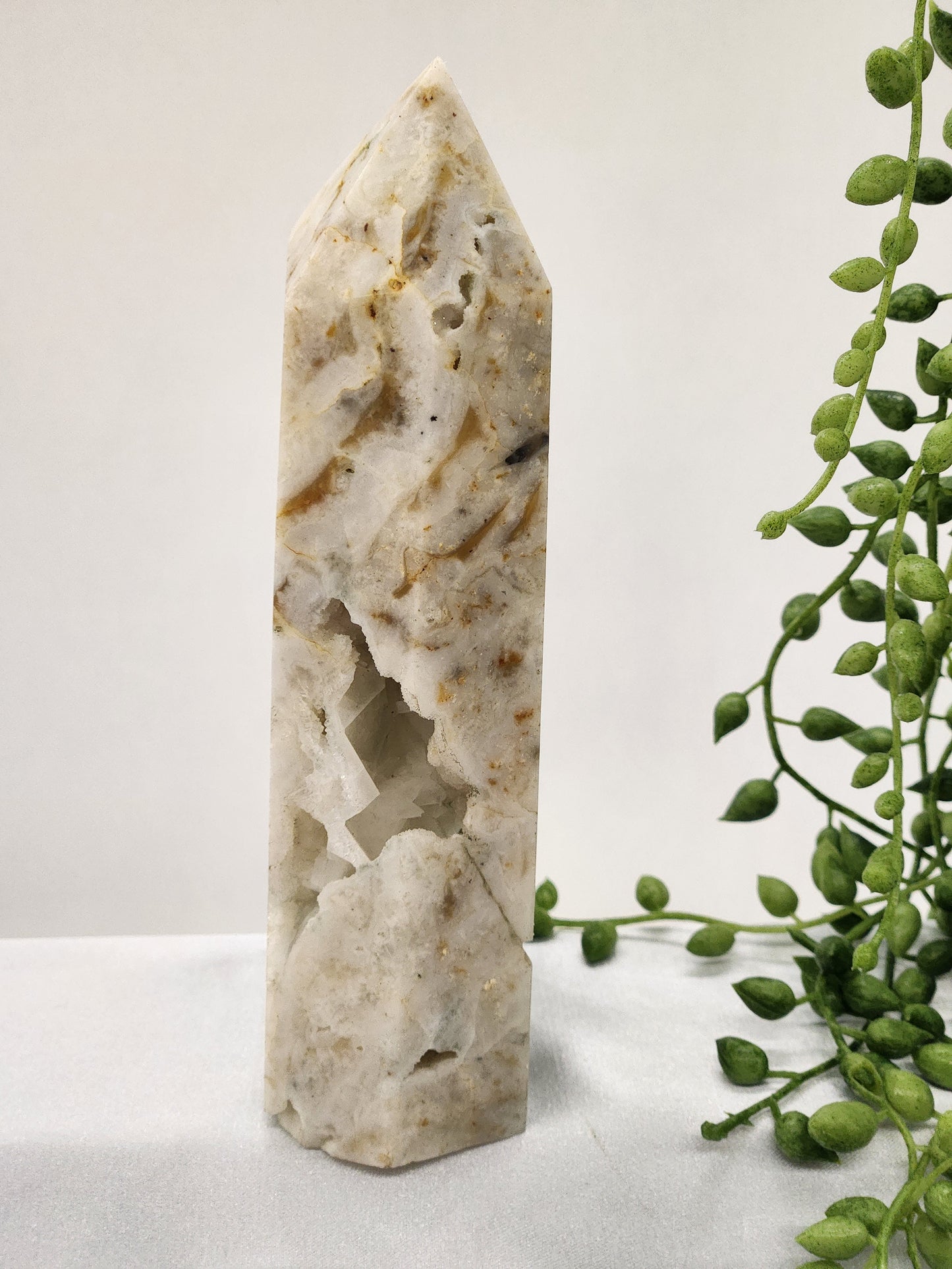 Clear Quartz Tower With Druzy