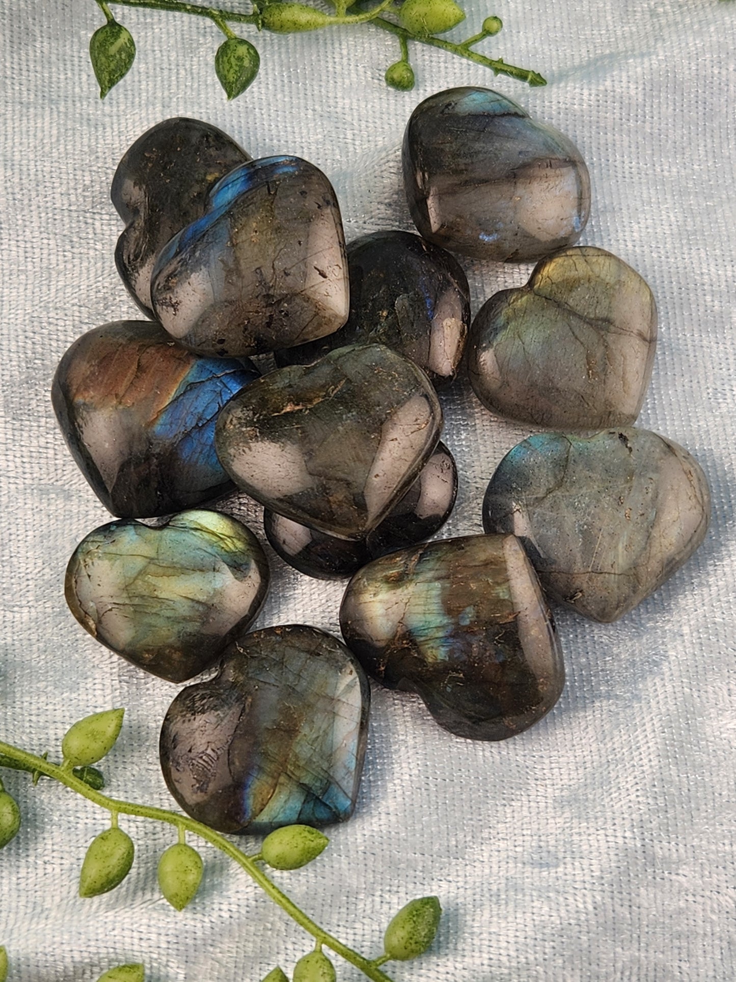 Mini Labradorite Hearts - Blue Flash