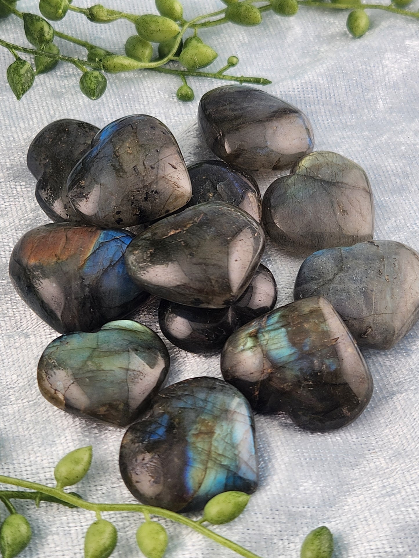 Mini Labradorite Hearts - Blue Flash