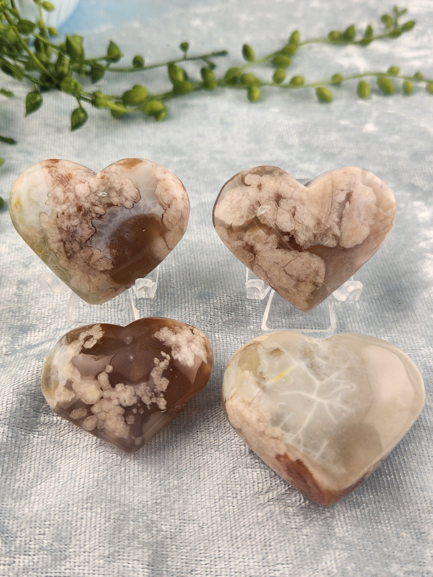 Green Flower Agate Heart