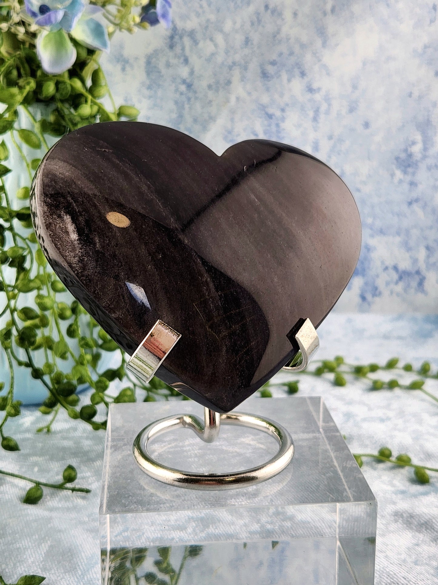 Silver Sheen Obsidian Heart