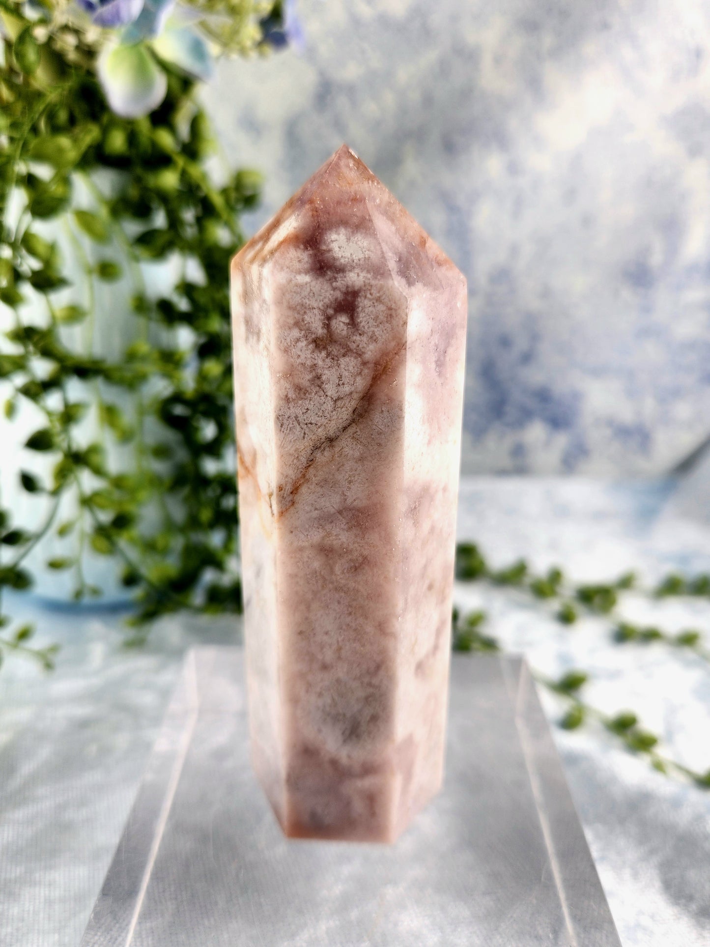 Pink Flower Agate Tower