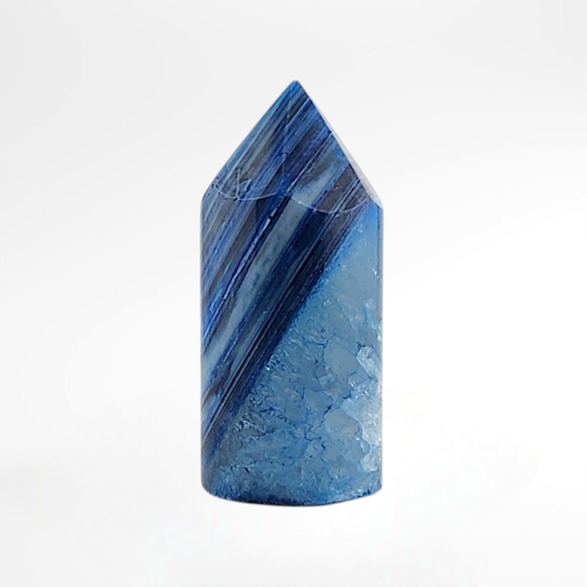 Dyed Blue Polished Quartz Tower