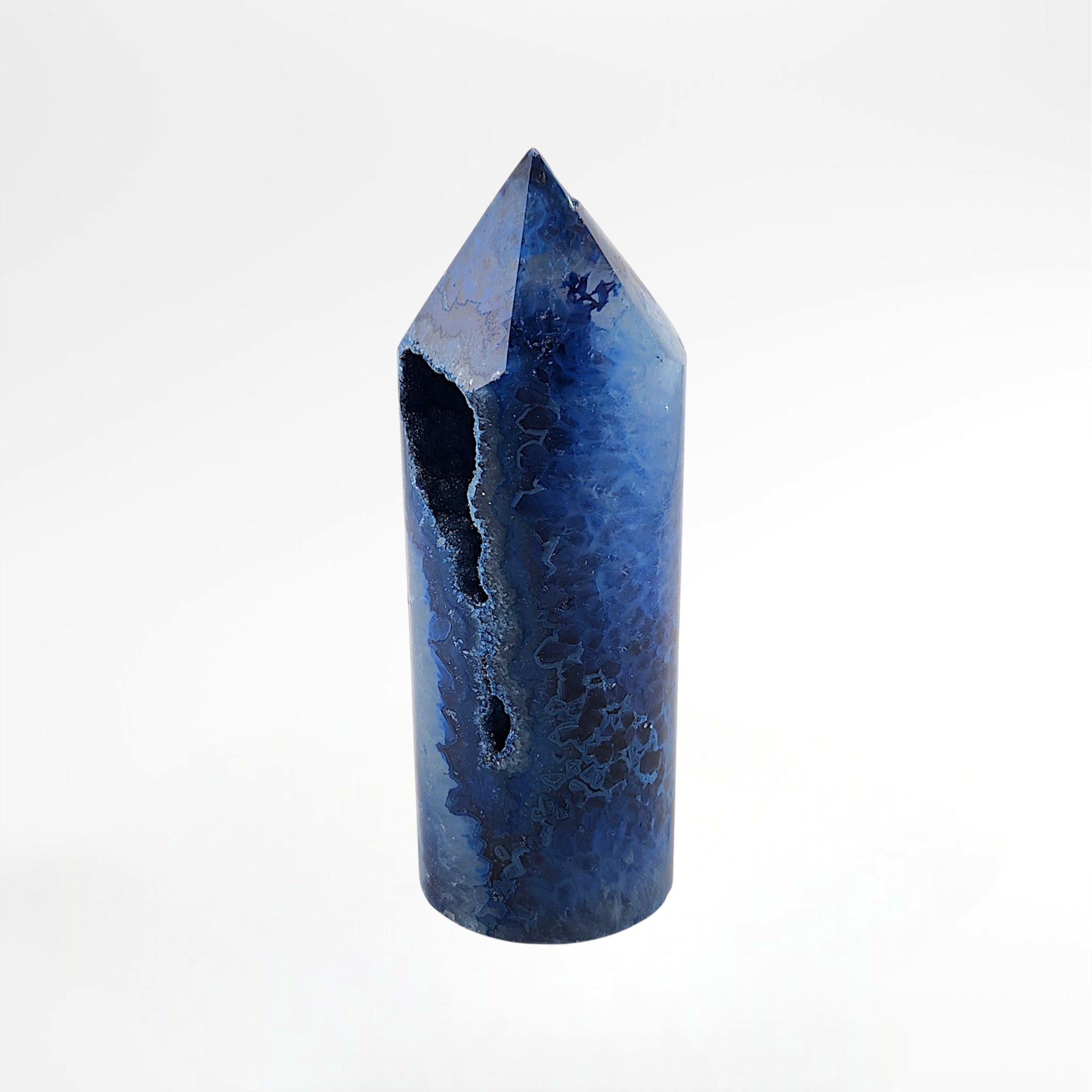 Dyed Blue Polished Quartz Tower
