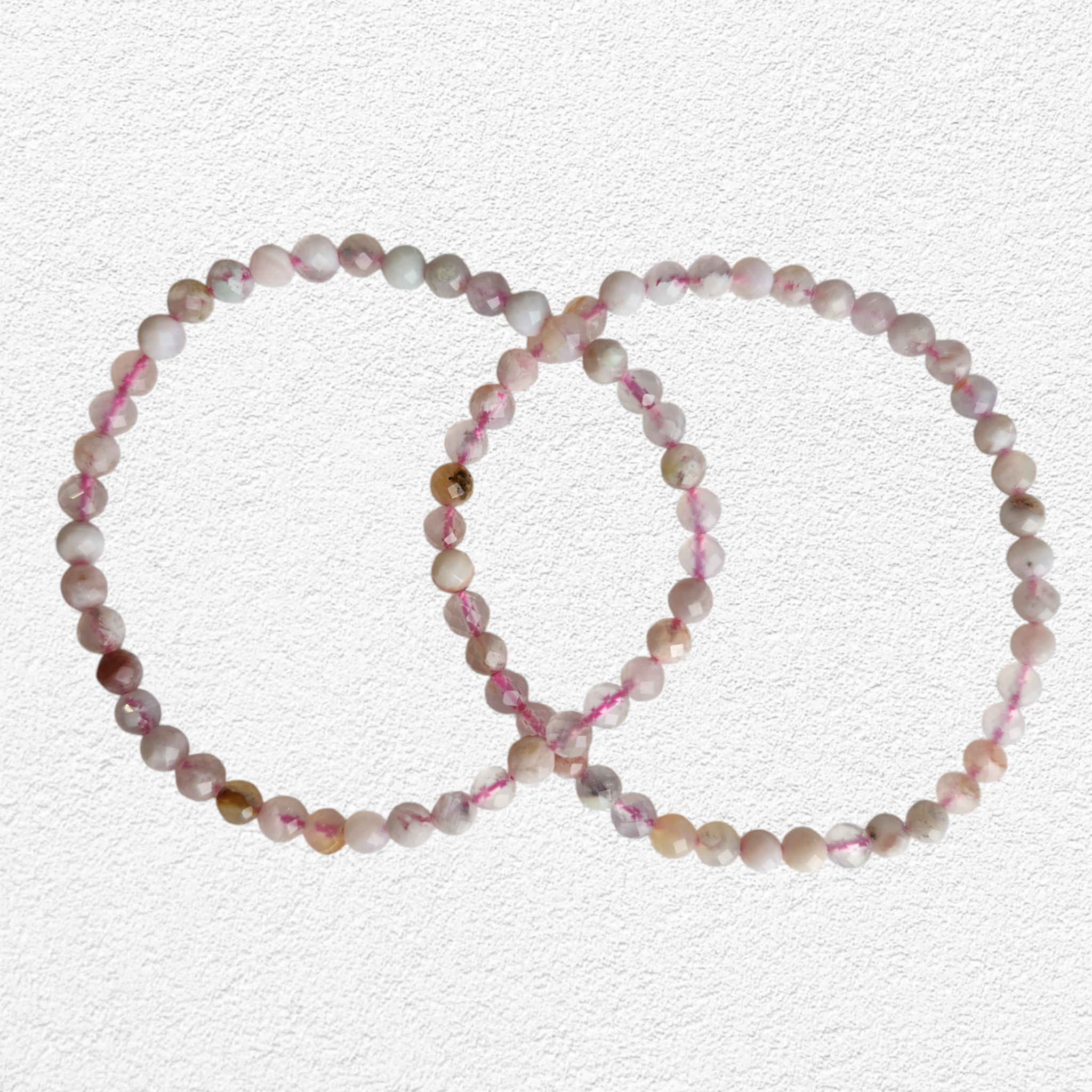 Pink Flower Agate Bracelet - 4mm faceted bead