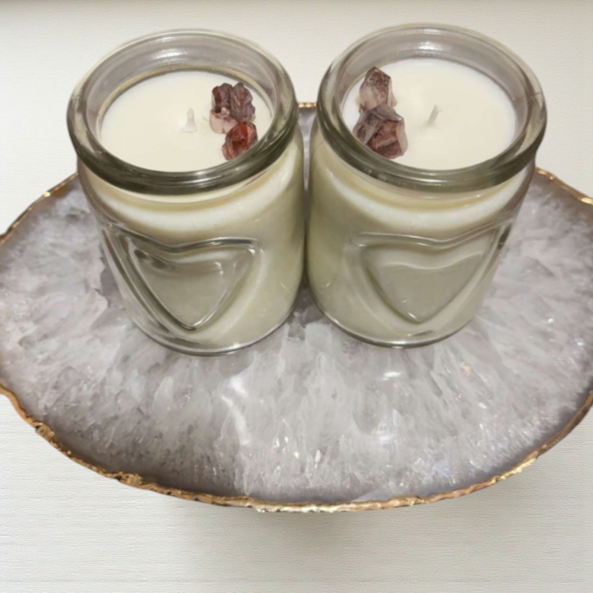 Creamy Caramel with Hematite Quartz Crystal Candle *Pre-Order Ships November*