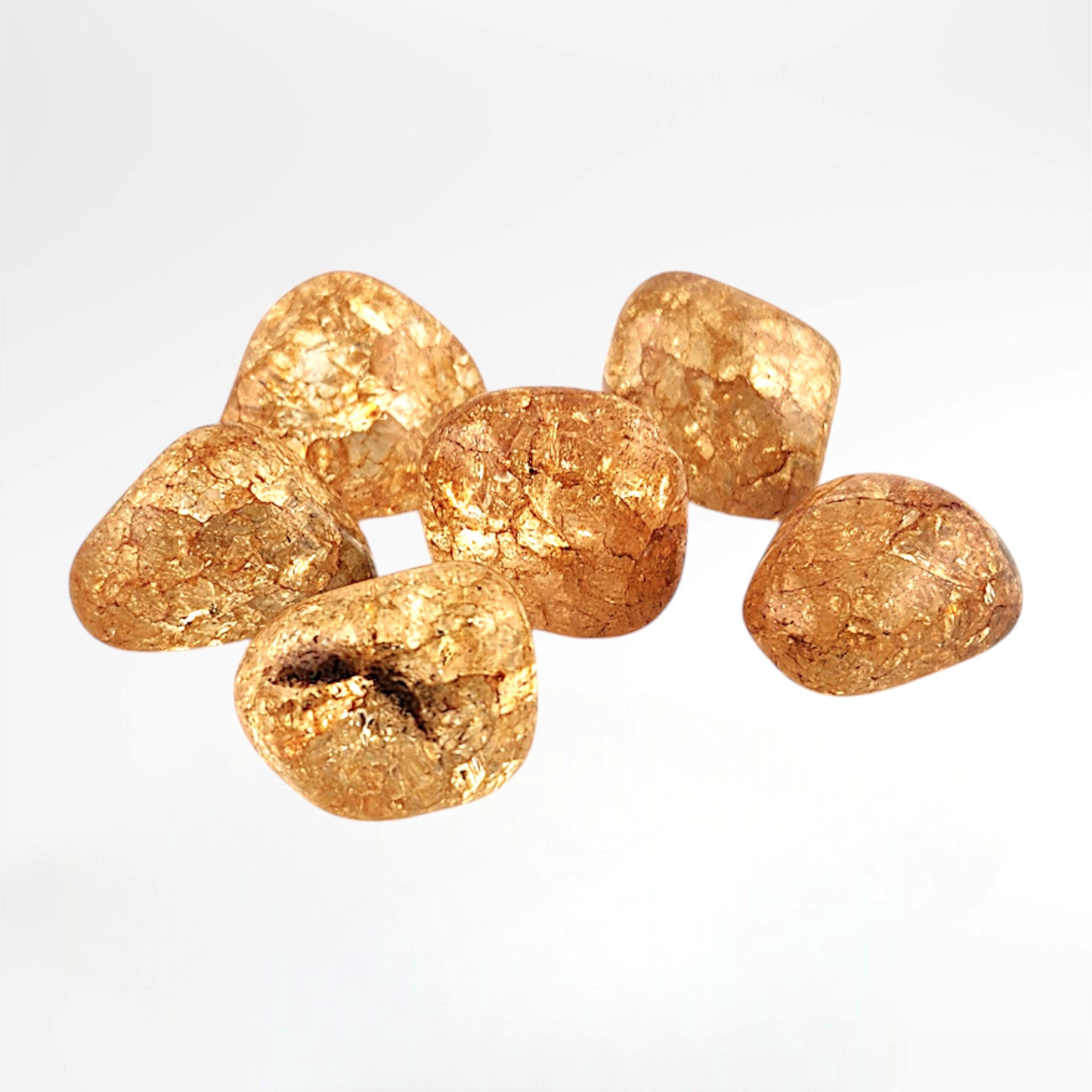 Orange Dyed Crackle Quartz Tumble