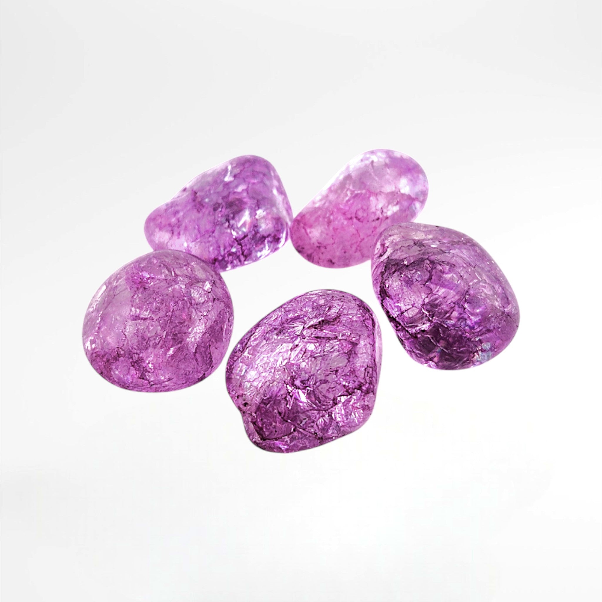 Pink Dyed Crackle Quartz Tumble