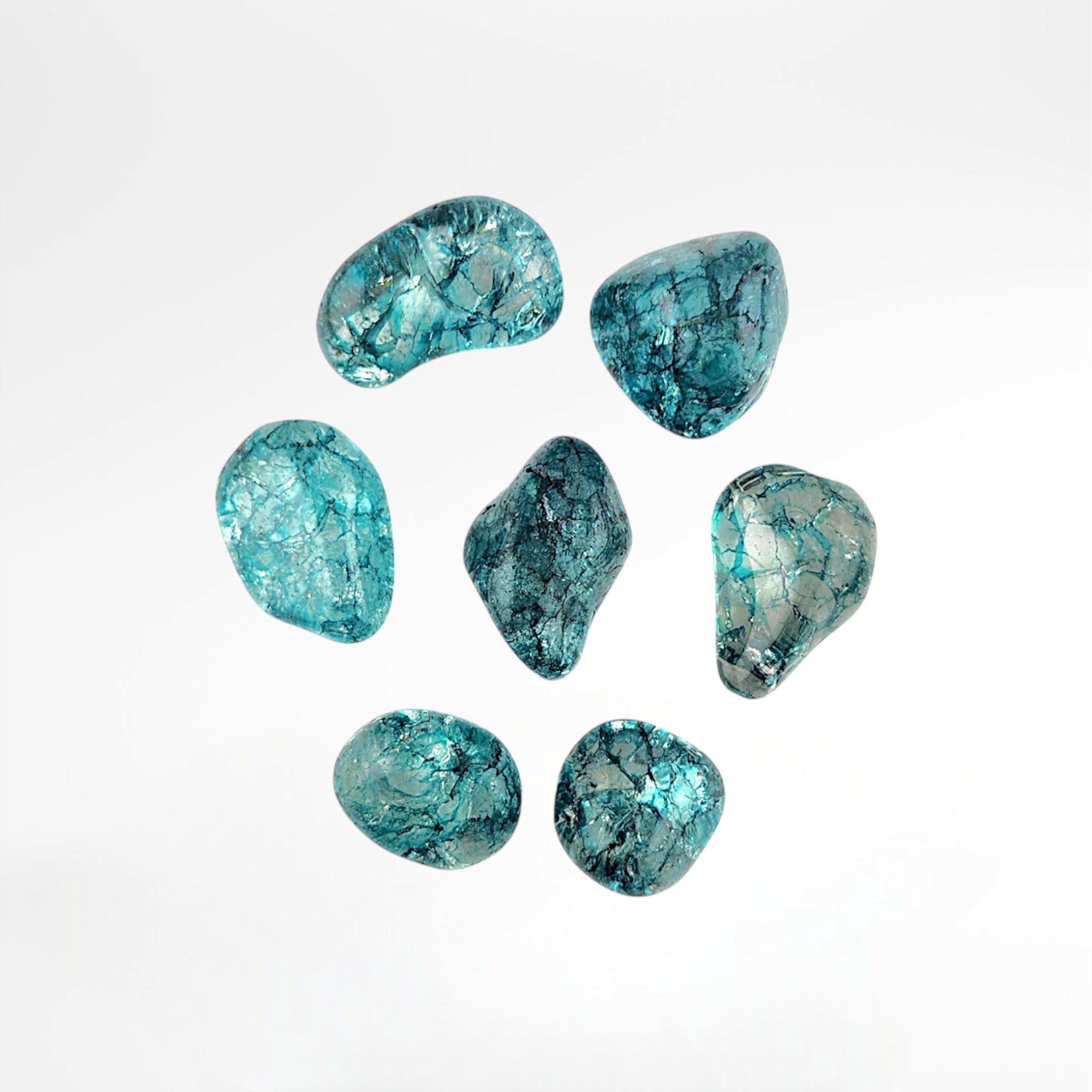 Turquoise Dyed Crackl Quartz Tumble