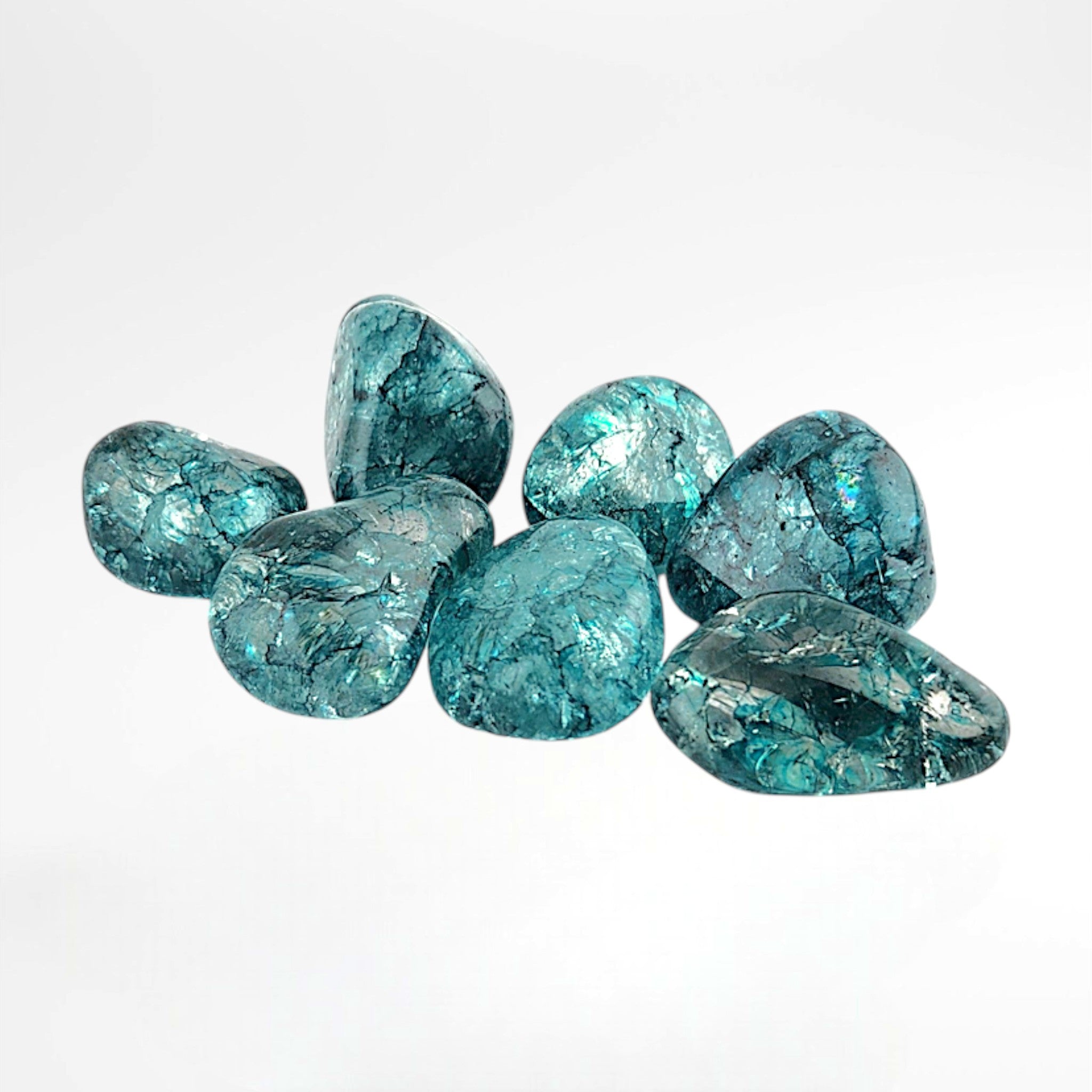 Turquoise Dyed Crackl Quartz Tumble