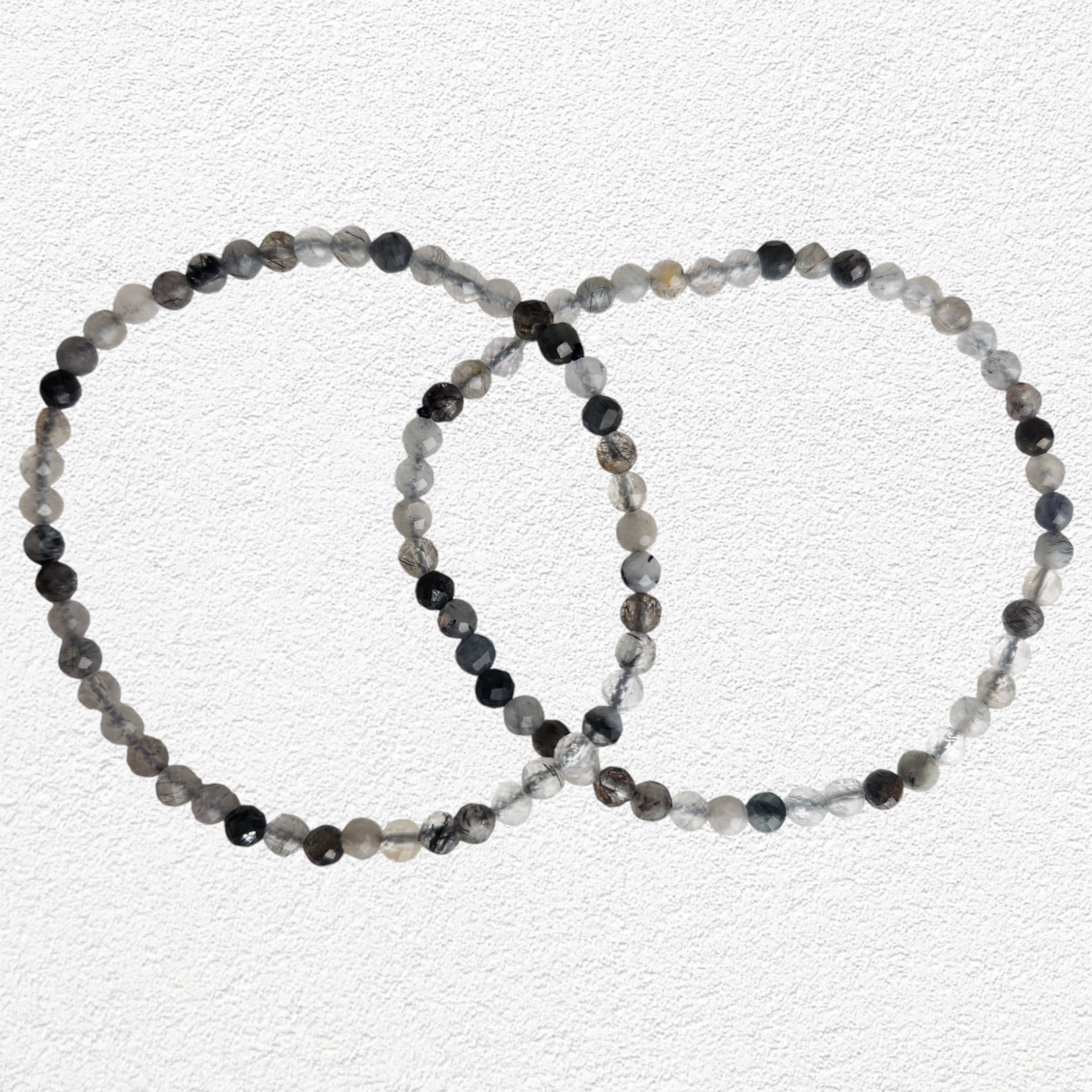 Black Tourmaline Quartz - 4mm faceted bead