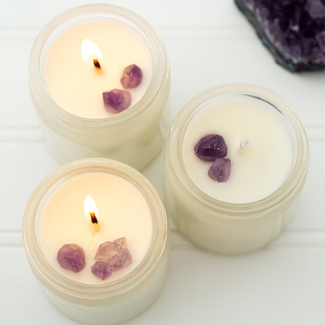 Guava + Strawberry with Amethyst Crystal Candle *Pre-Order - Ships November*