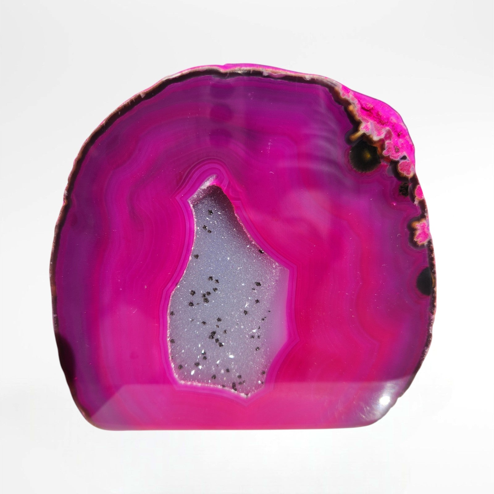 Pink Dyed Polished Agate Geode