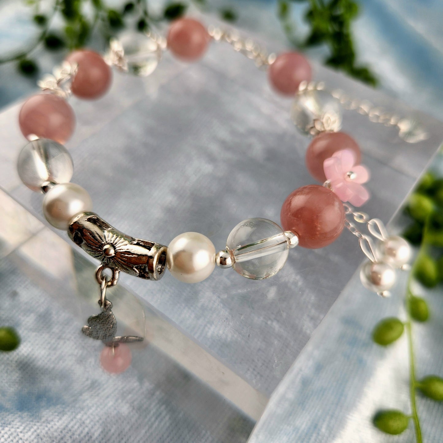 Rose Quartz + Clear Quartz Bracelet