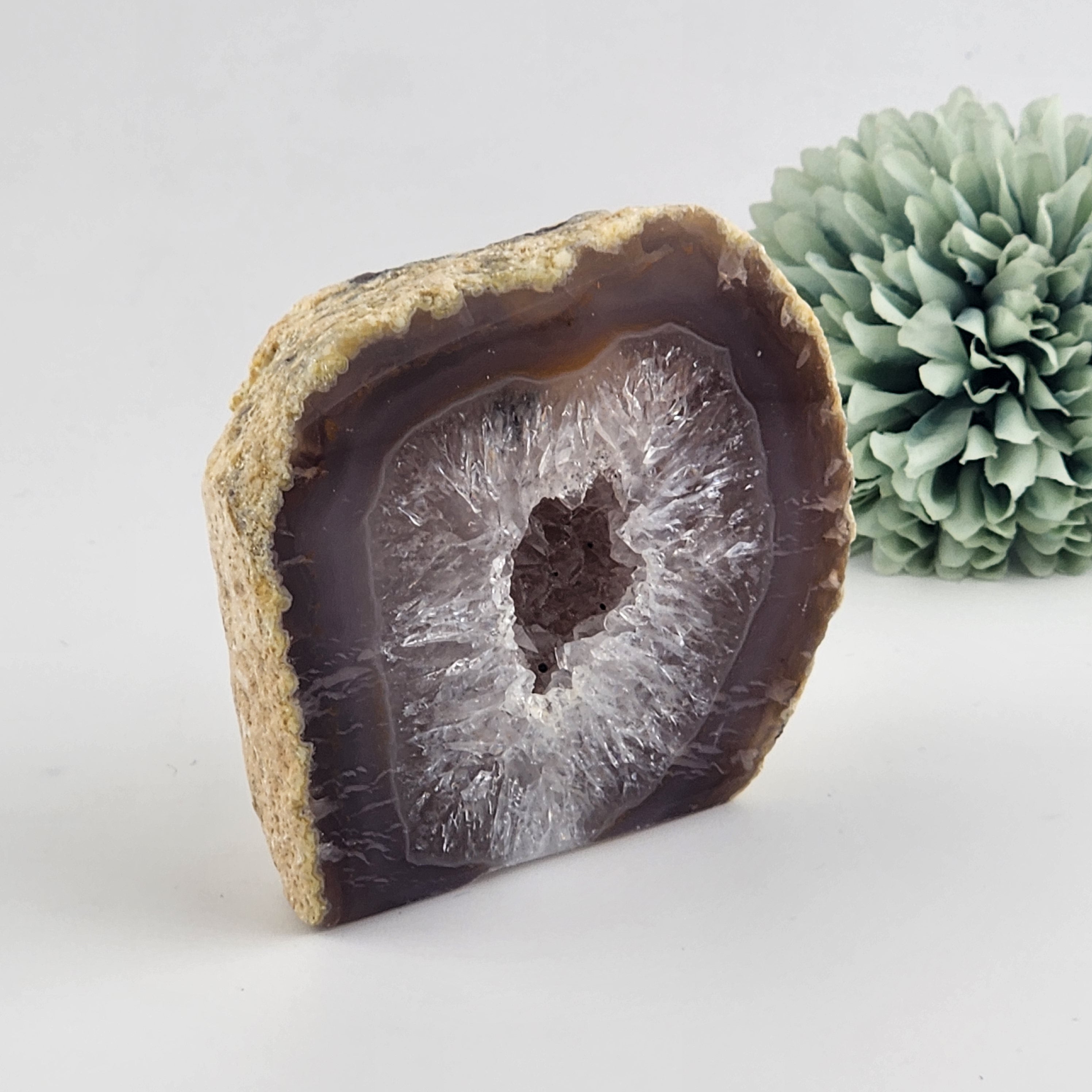 Agate Geode with Quartz Druzy + Moss Inclusions