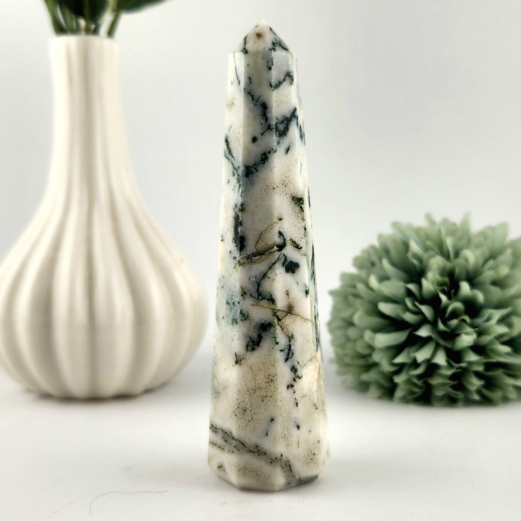 Moss Agate Small Obelisk