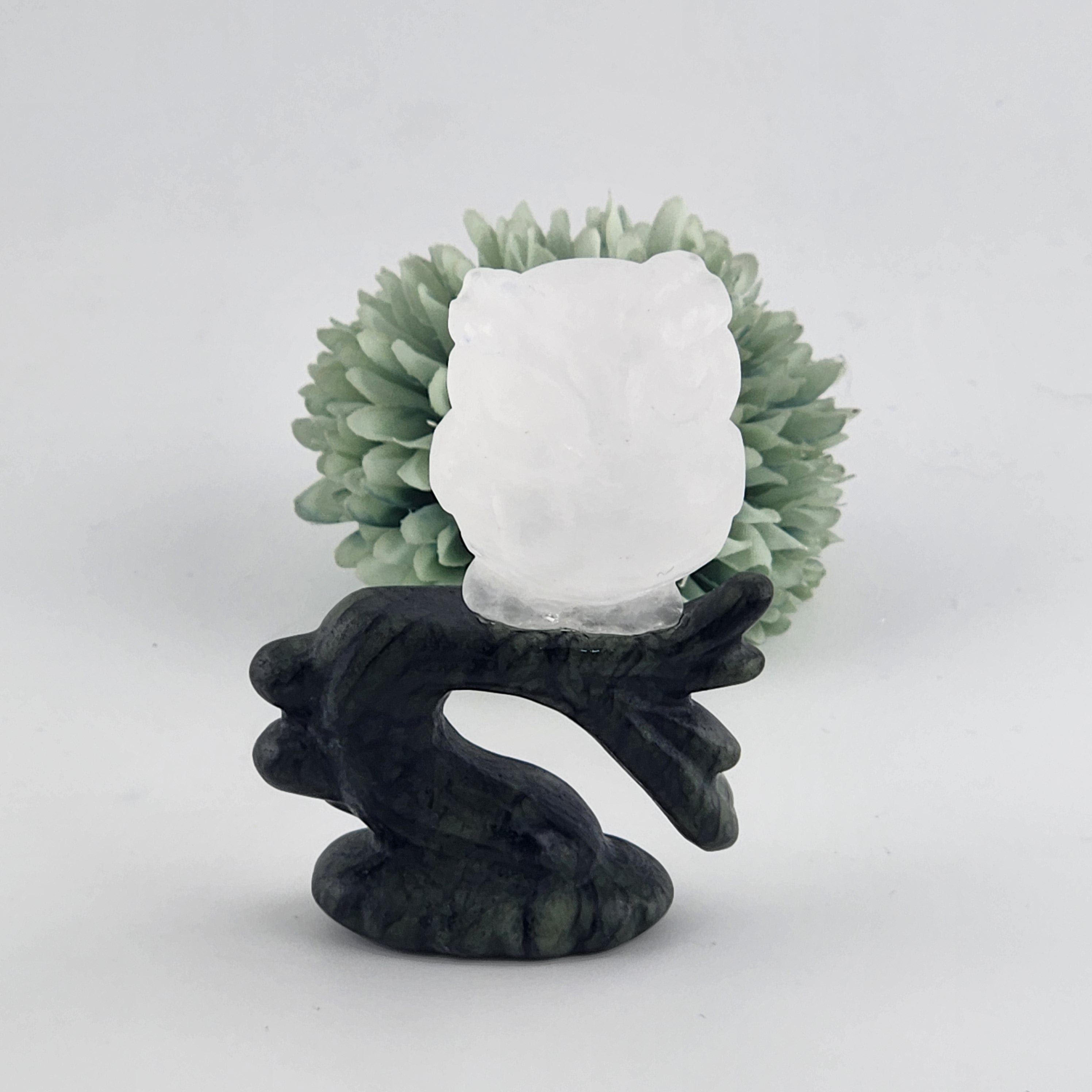 Quartz Owl on Green Jade Branch