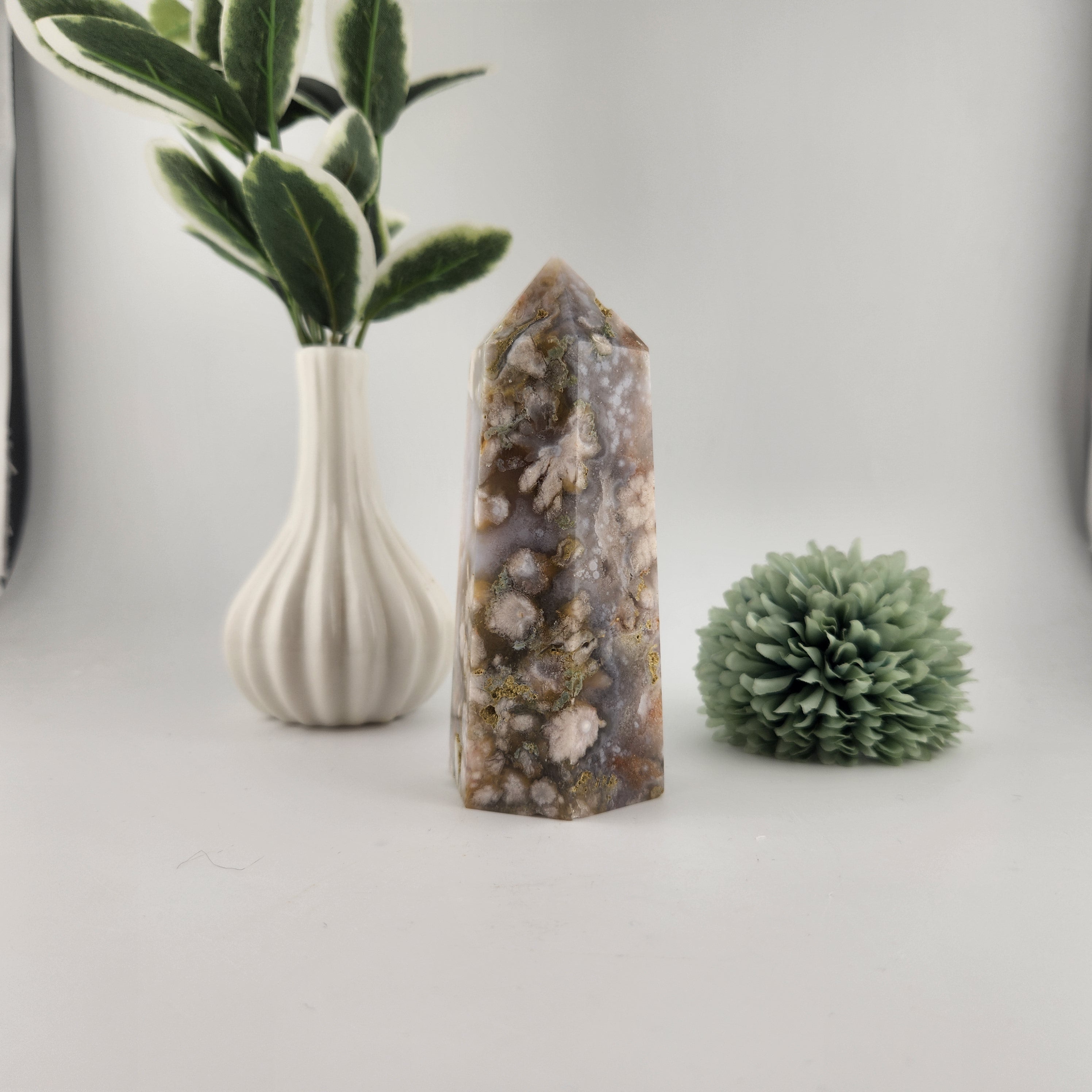 Blue + Green Flower Agate Tower