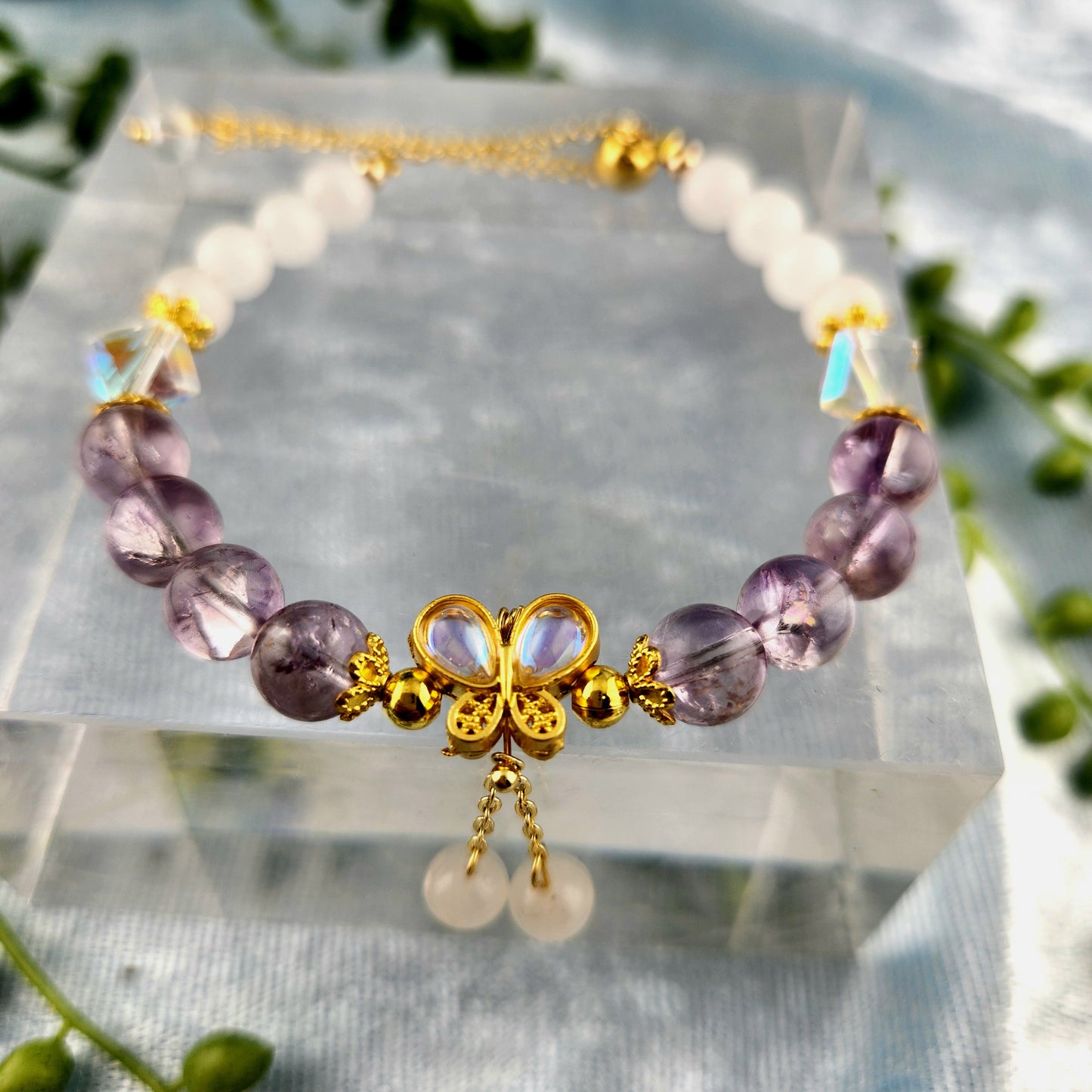 Amethyst + Clear Quartz Bracelet