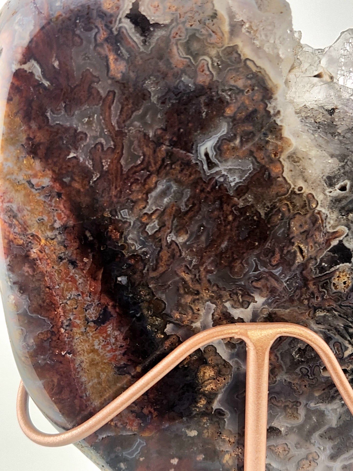 Jasper with Quartz Slab on Custom Gold Stand