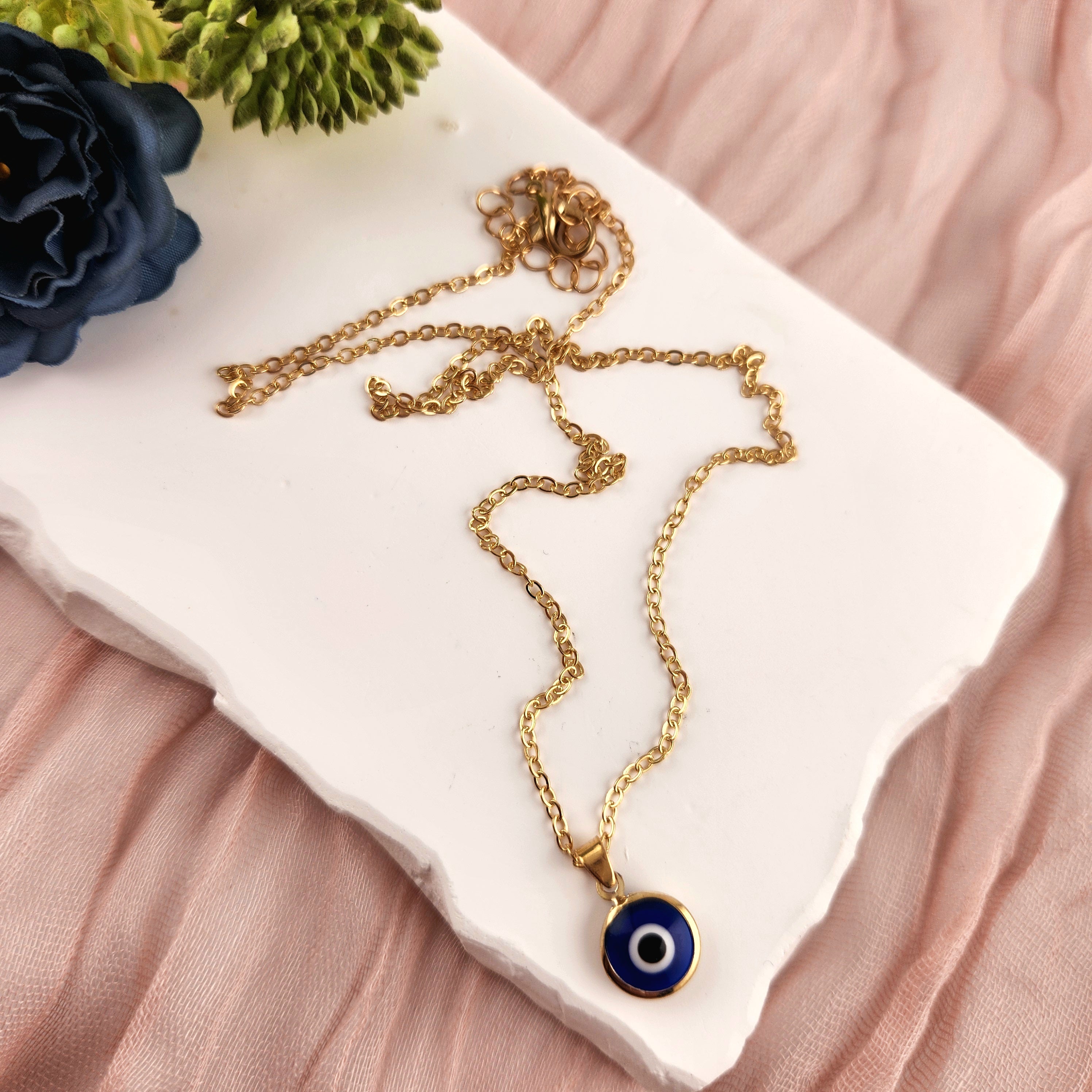 Evil Eye Necklace - Gold Copper Plated