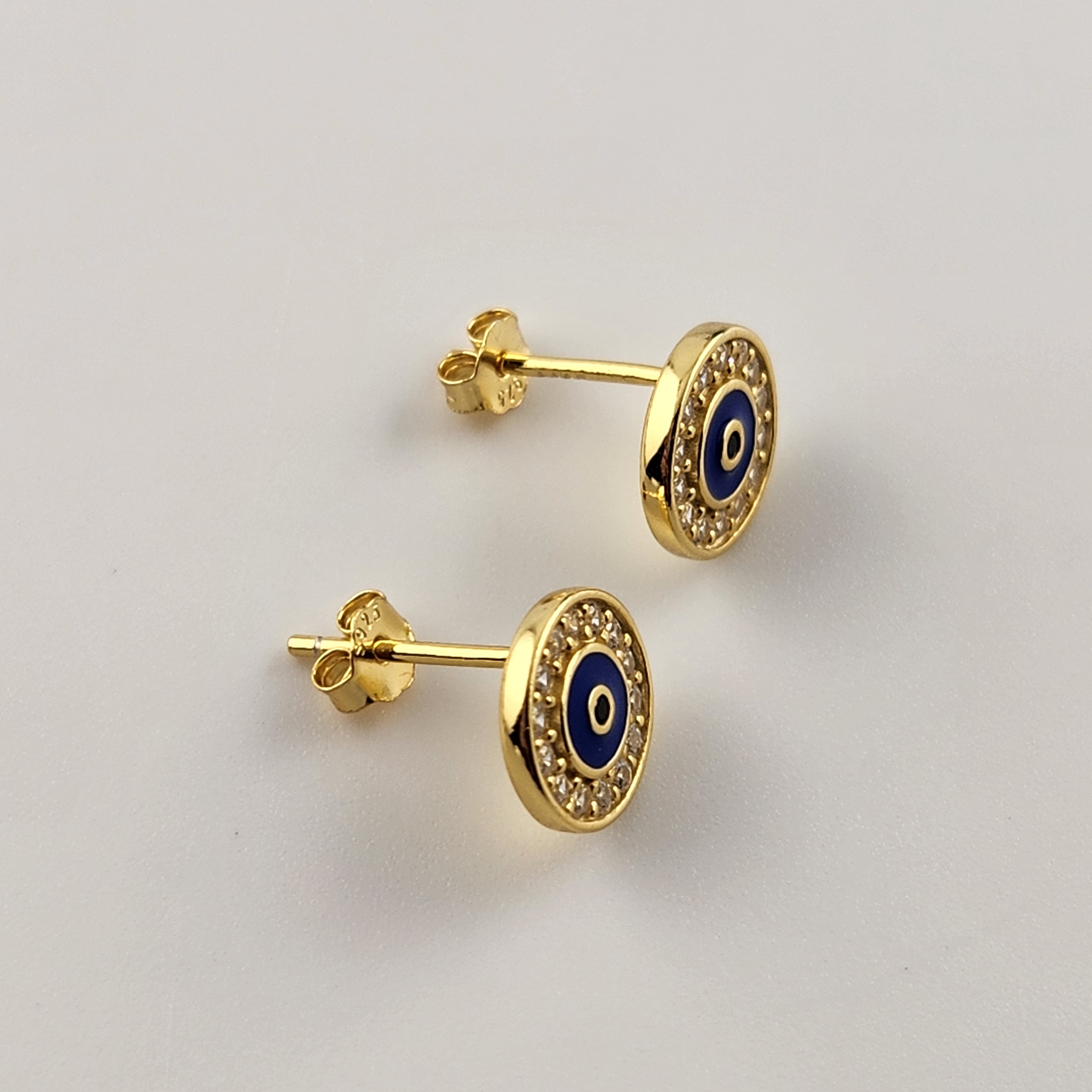 Evil Eye Round Stud Earring- Gold Plated S925