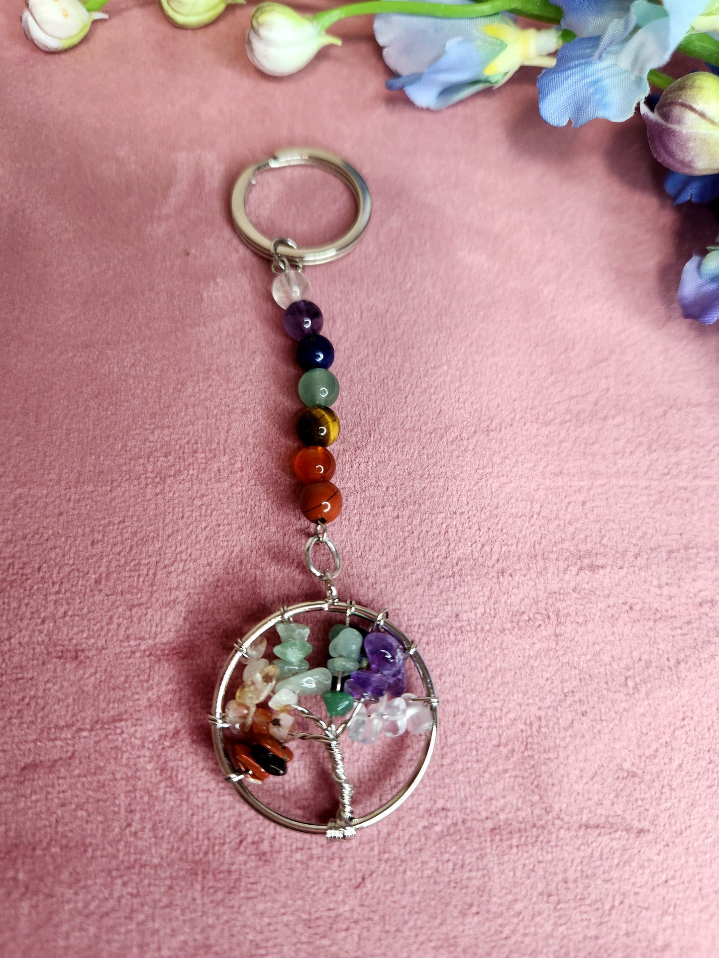 Tree of Life- Rainbow Chakra Keyring