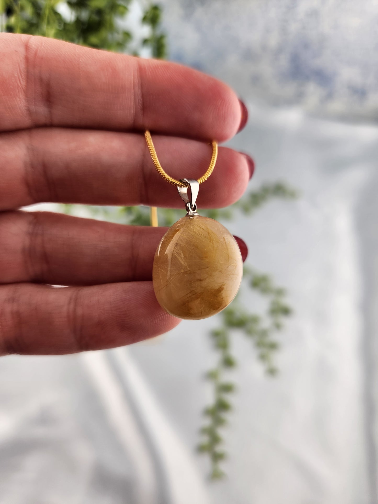 Gold Rutile Tumble Pendant