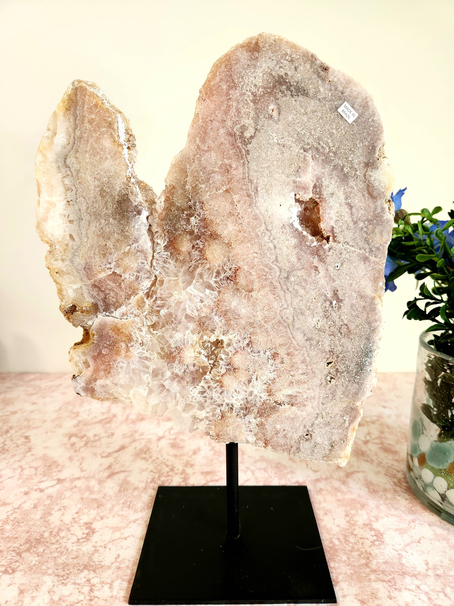 Pink Amethyst Slab on Custom Stand - "Fallon"