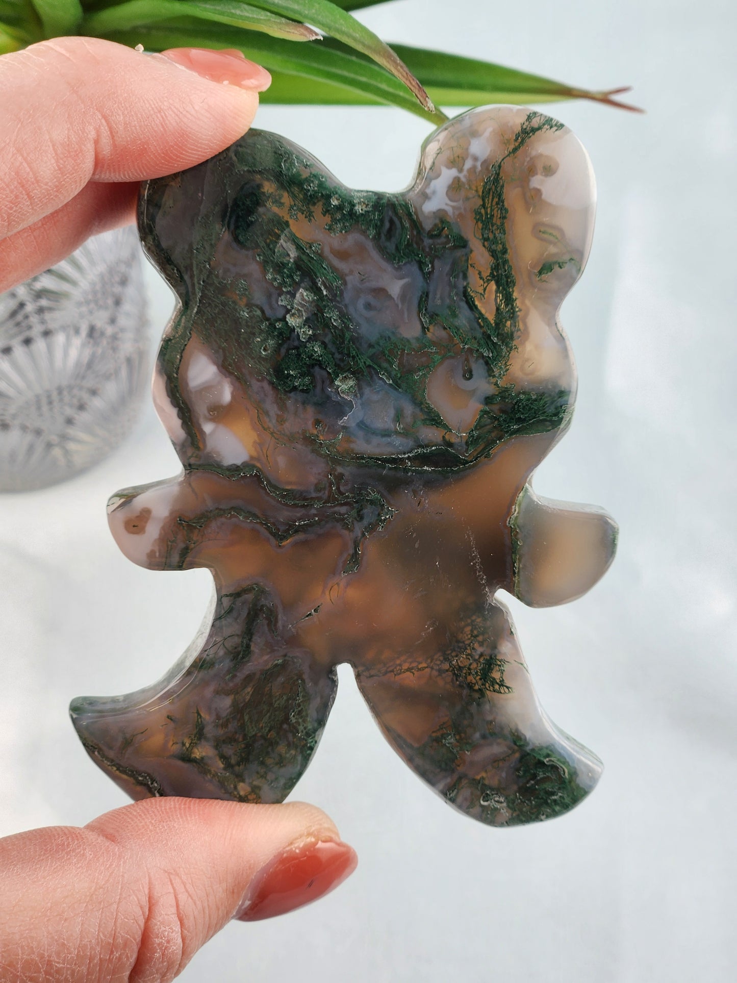 Moss Agate Teddy Bear