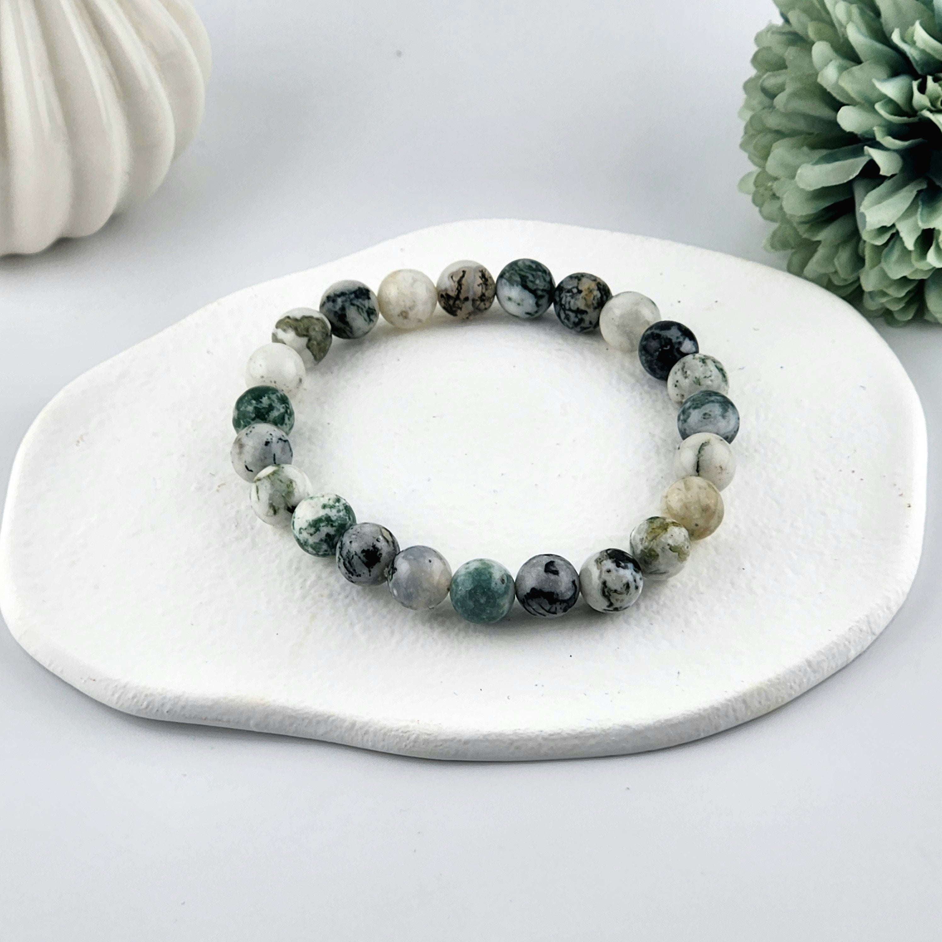 Moss Agate Beaded Bracelet - 8mm