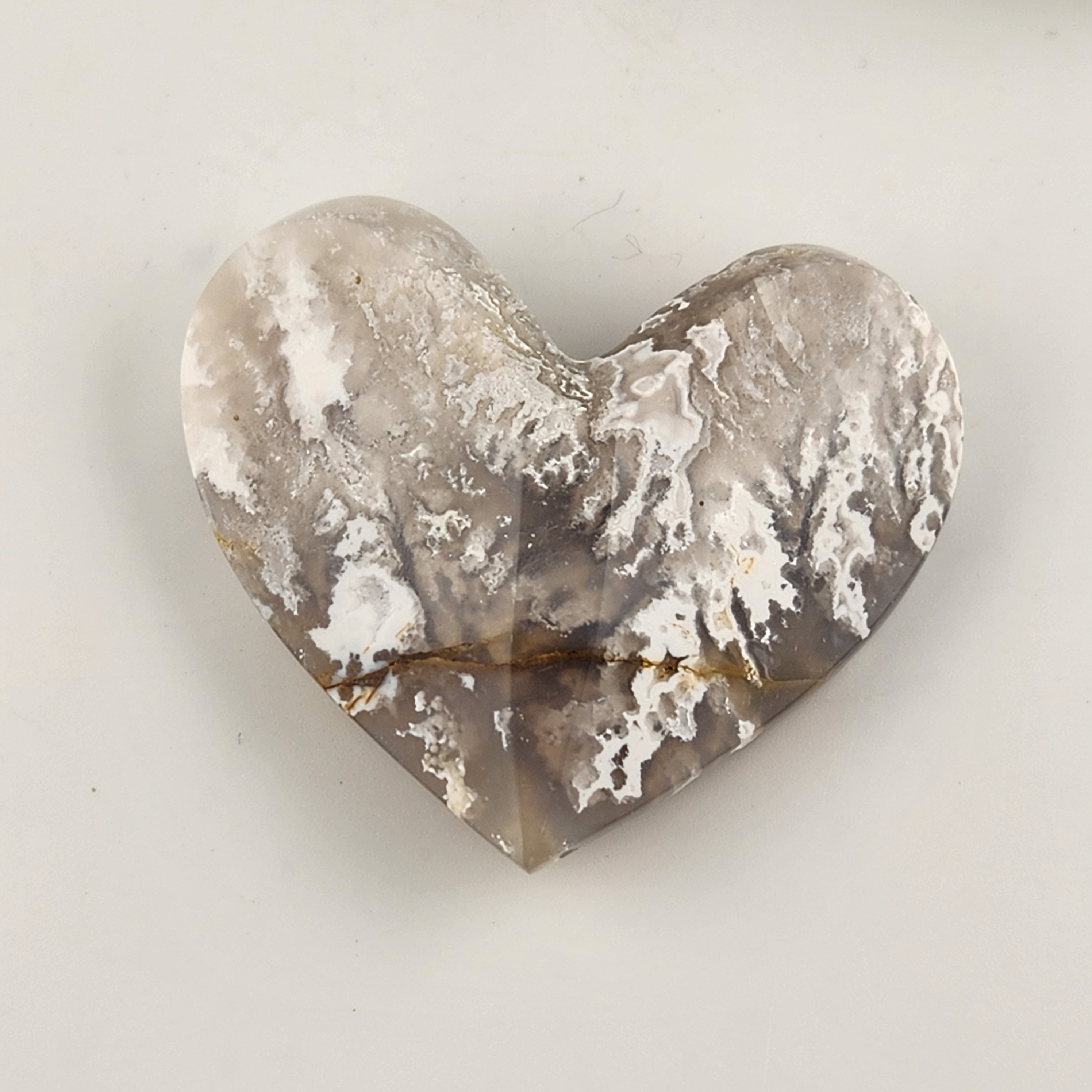White Plume Agate 3D Heart